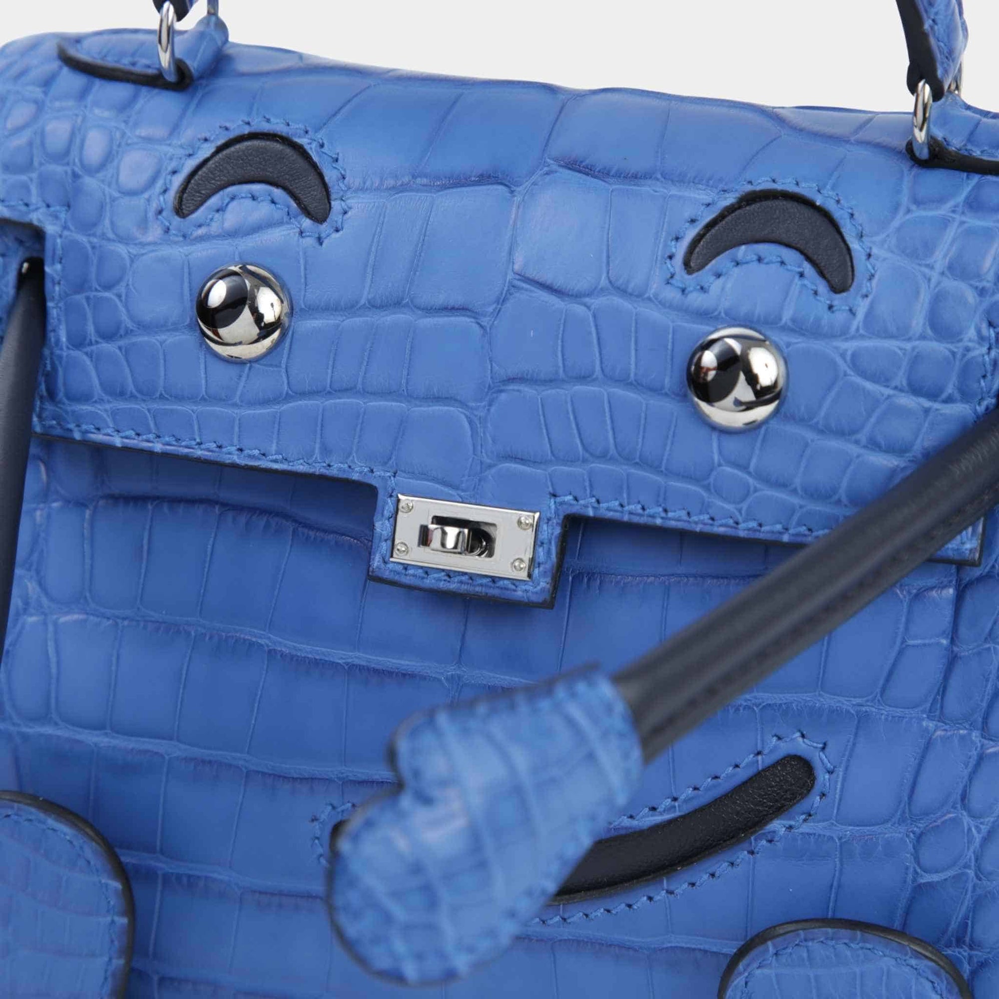 Kelly Doll Matte Alligator Bleu Zellige Phw Hermes – Гарантія оригінальності – детальний вид