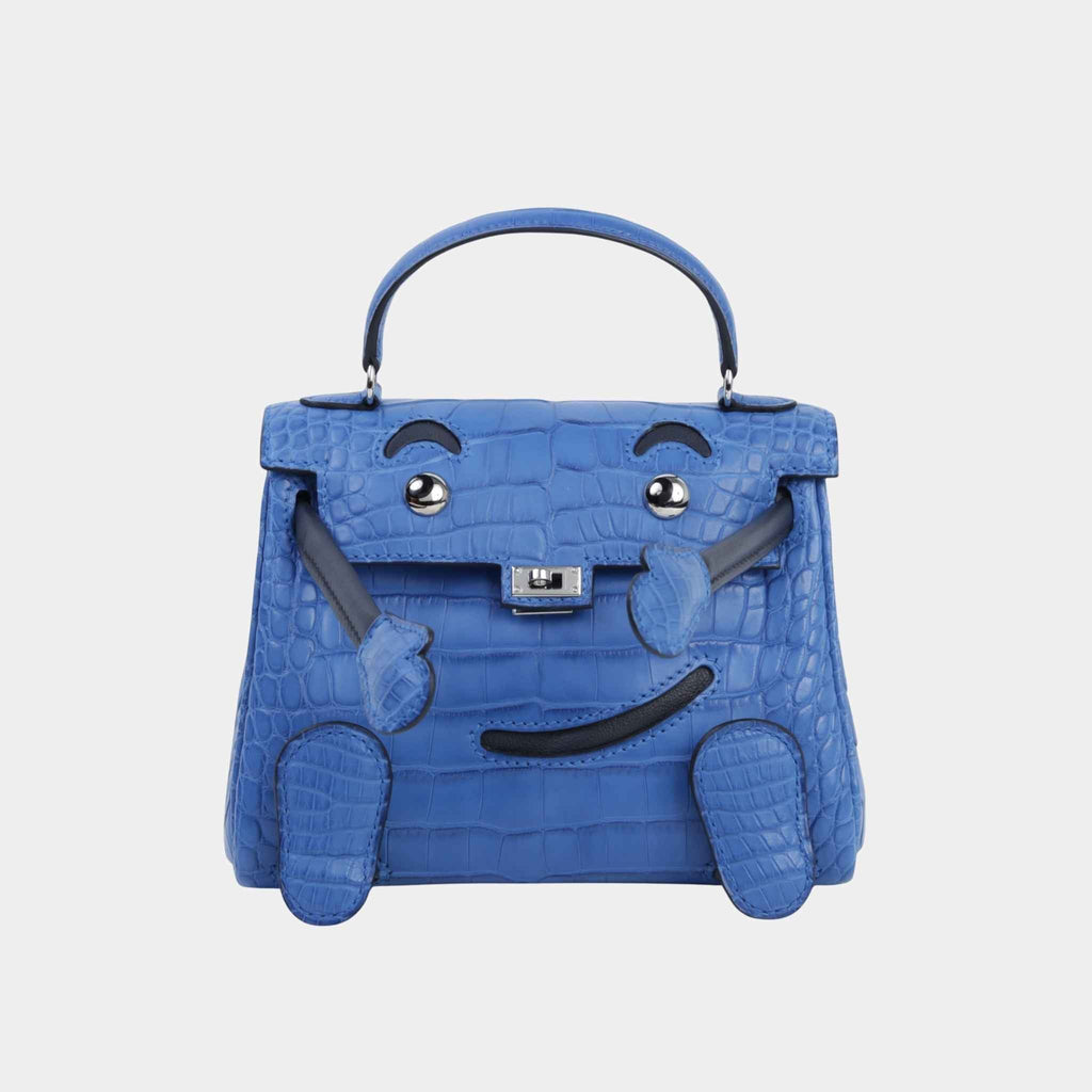 Kelly Doll Matte Alligator Bleu Zellige Phw Hermes – Гарантія оригінальності – боковий вид