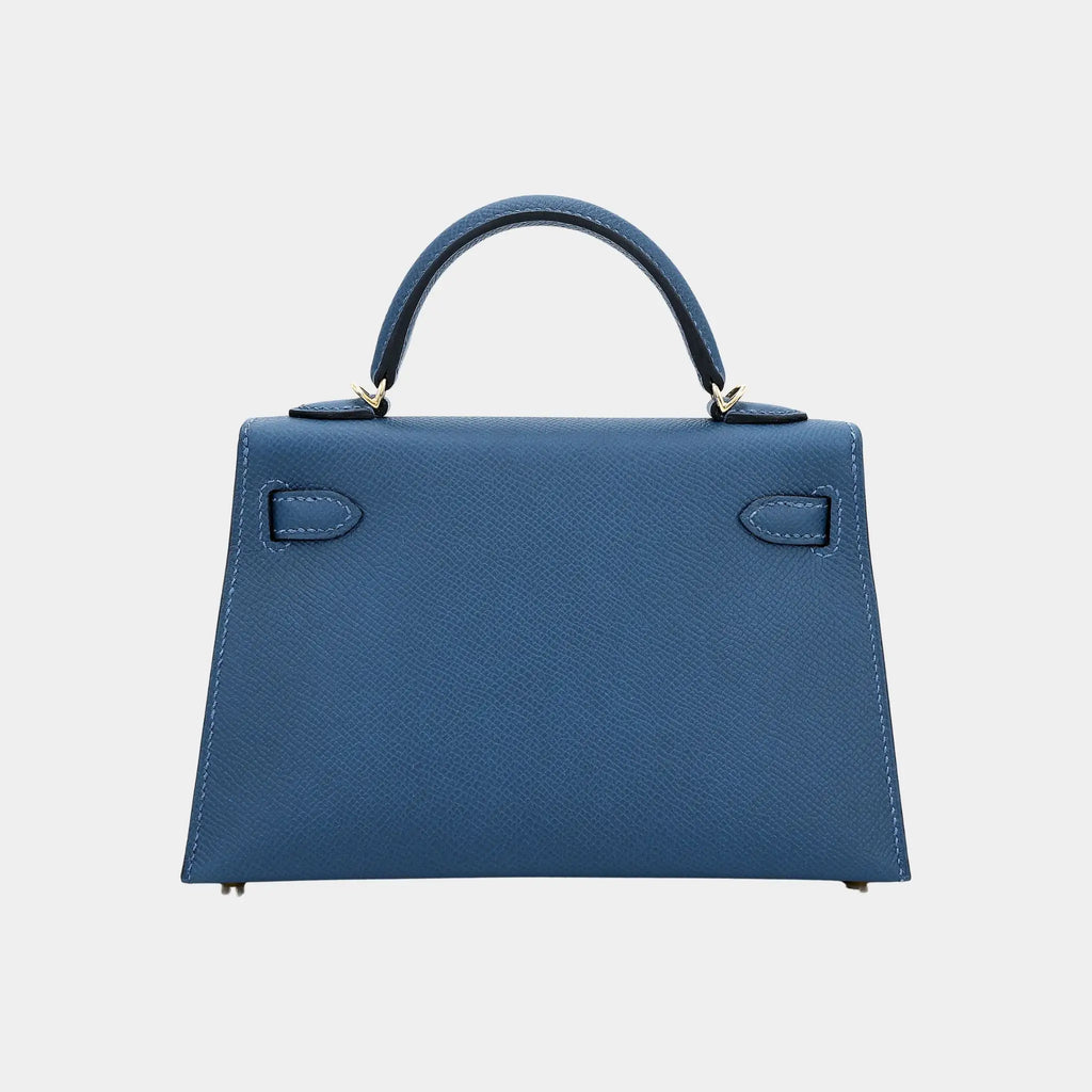 Оригінальна Kelly Mini 20 Epsom Deep Blue Ghw Hermes – вид ззаду