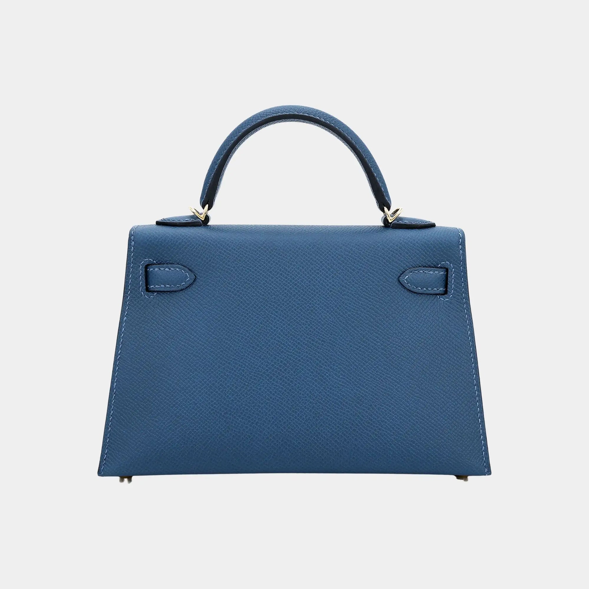Оригінальна Kelly Mini 20 Epsom Deep Blue Ghw Hermes – вид ззаду
