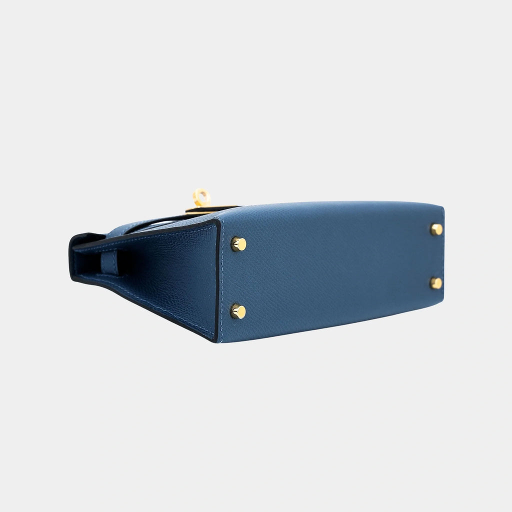 Оригінальна Kelly Mini 20 Epsom Deep Blue Ghw Hermes – детальний вид