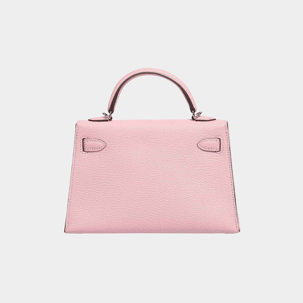Оригінальна Kelly Mini Chevre Rose Sakura Phw Hermes – вид ззаду