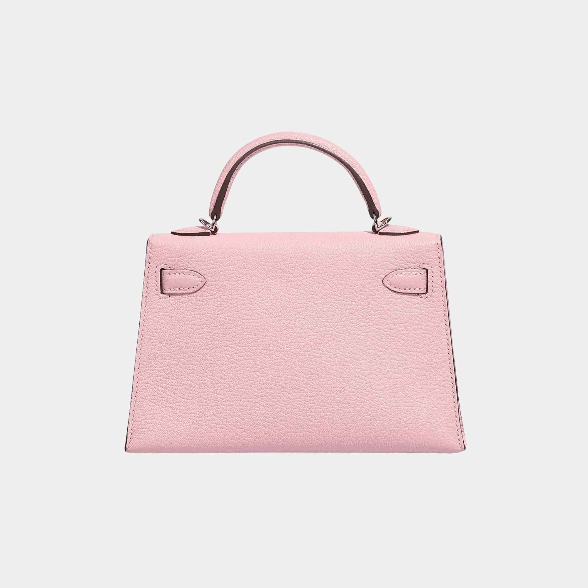 Оригінальна Kelly Mini Chevre Rose Sakura Phw Hermes – вид ззаду