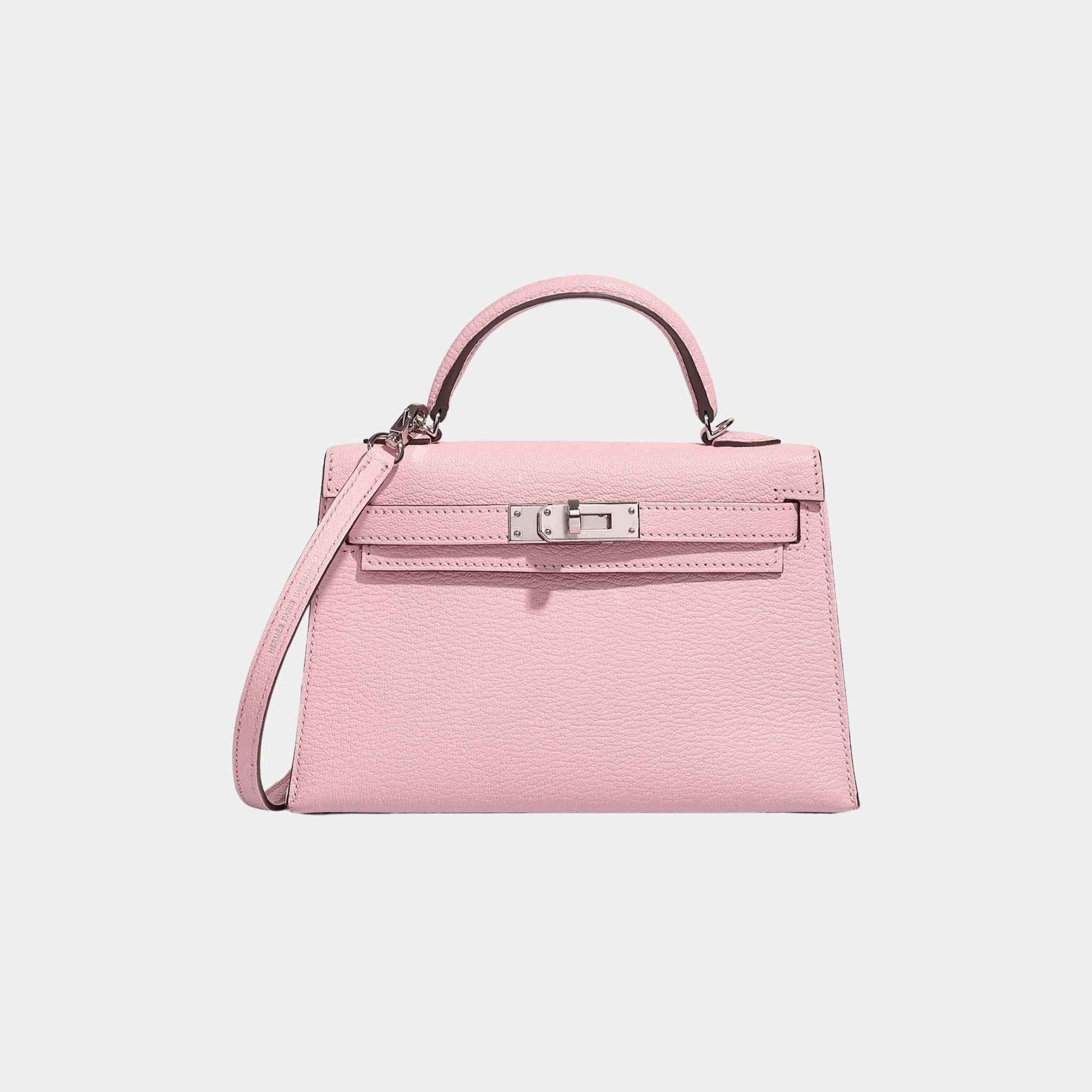 Оригінальна Kelly Mini Chevre Rose Sakura Phw Hermes – боковий вид