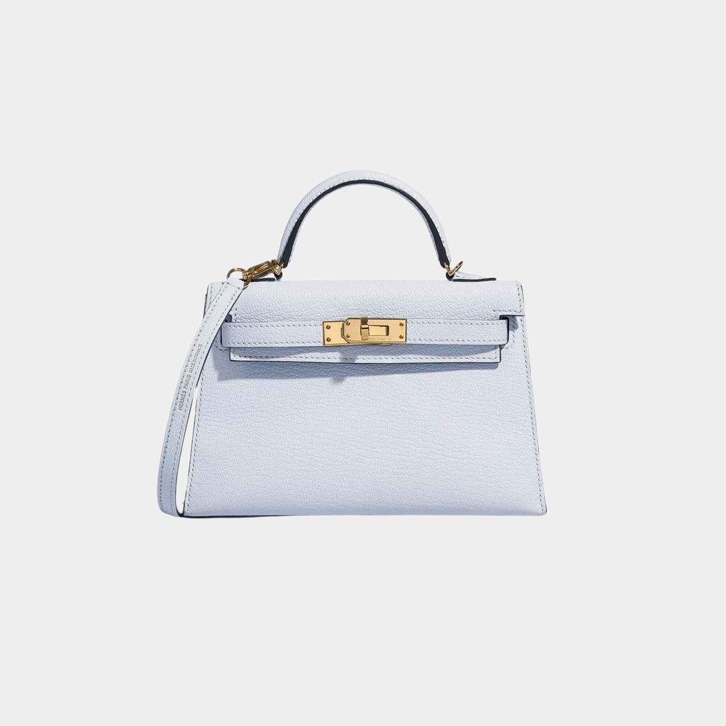 Оригінальна Kelly Mini II 20 Chevre Mysore Blue Brume Hermes – боковий вид