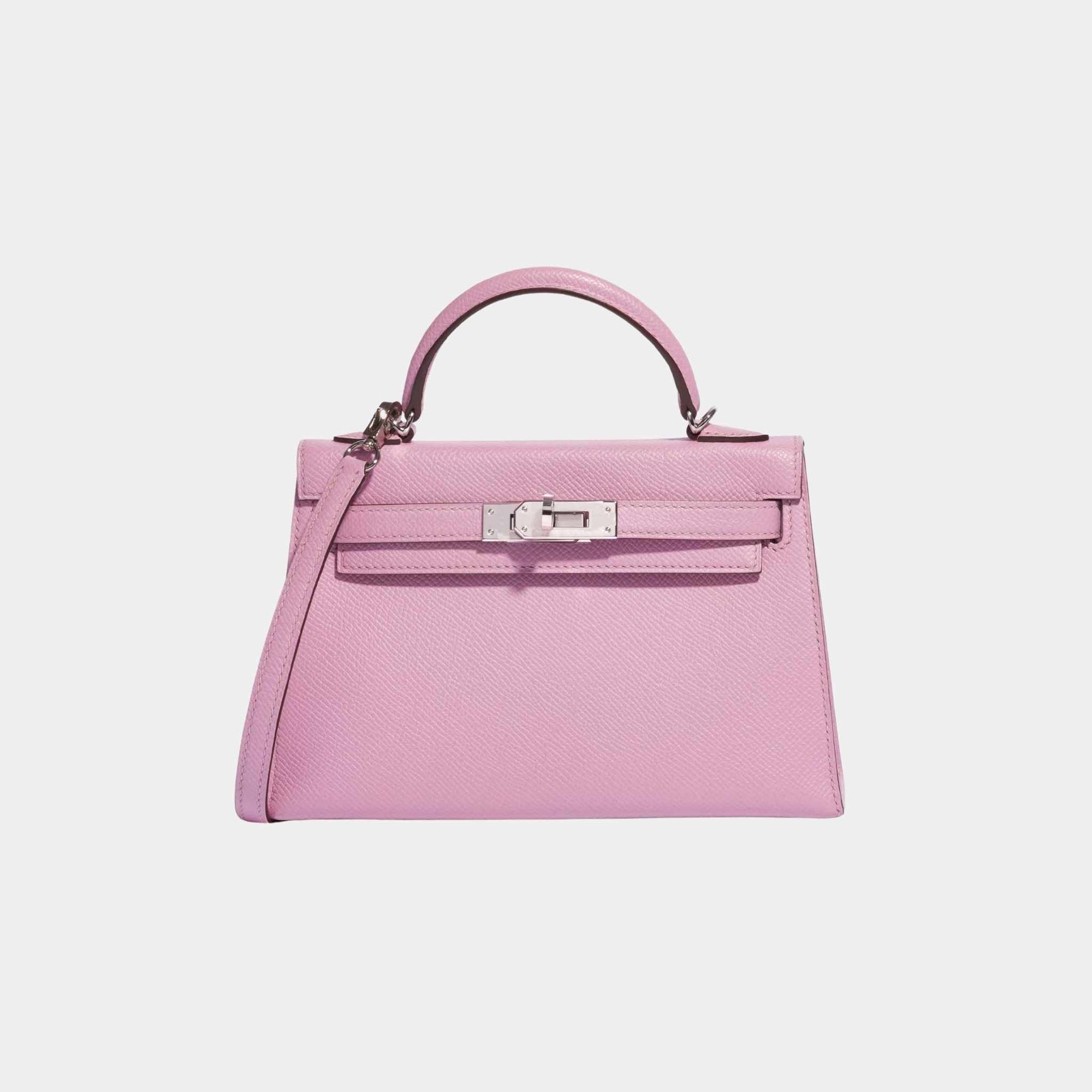 Оригінальна Kelly Mini II 20 Epsom Mauve Sylvestre Phw Hermes – боковий вид