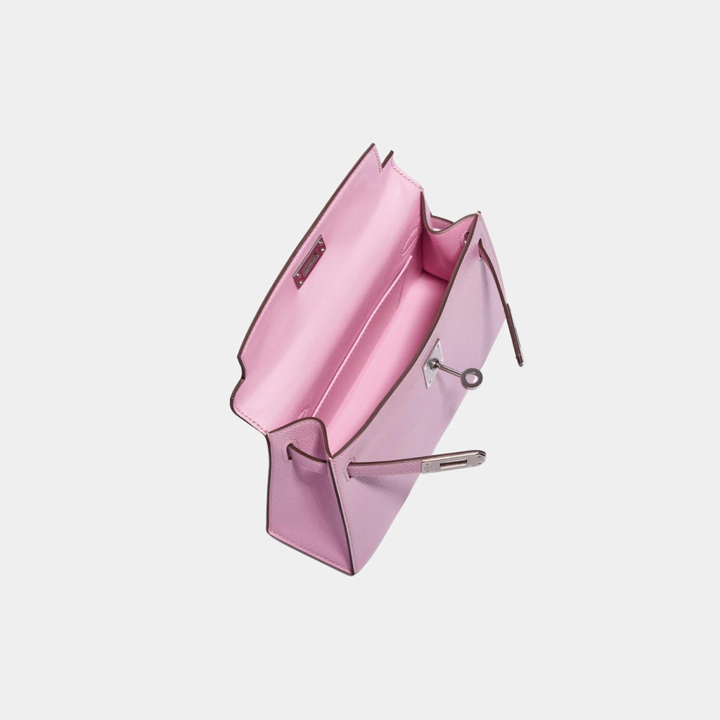 Оригінальна Kelly Mini II 20 Epsom Mauve Sylvestre Phw Hermes – вид ззаду