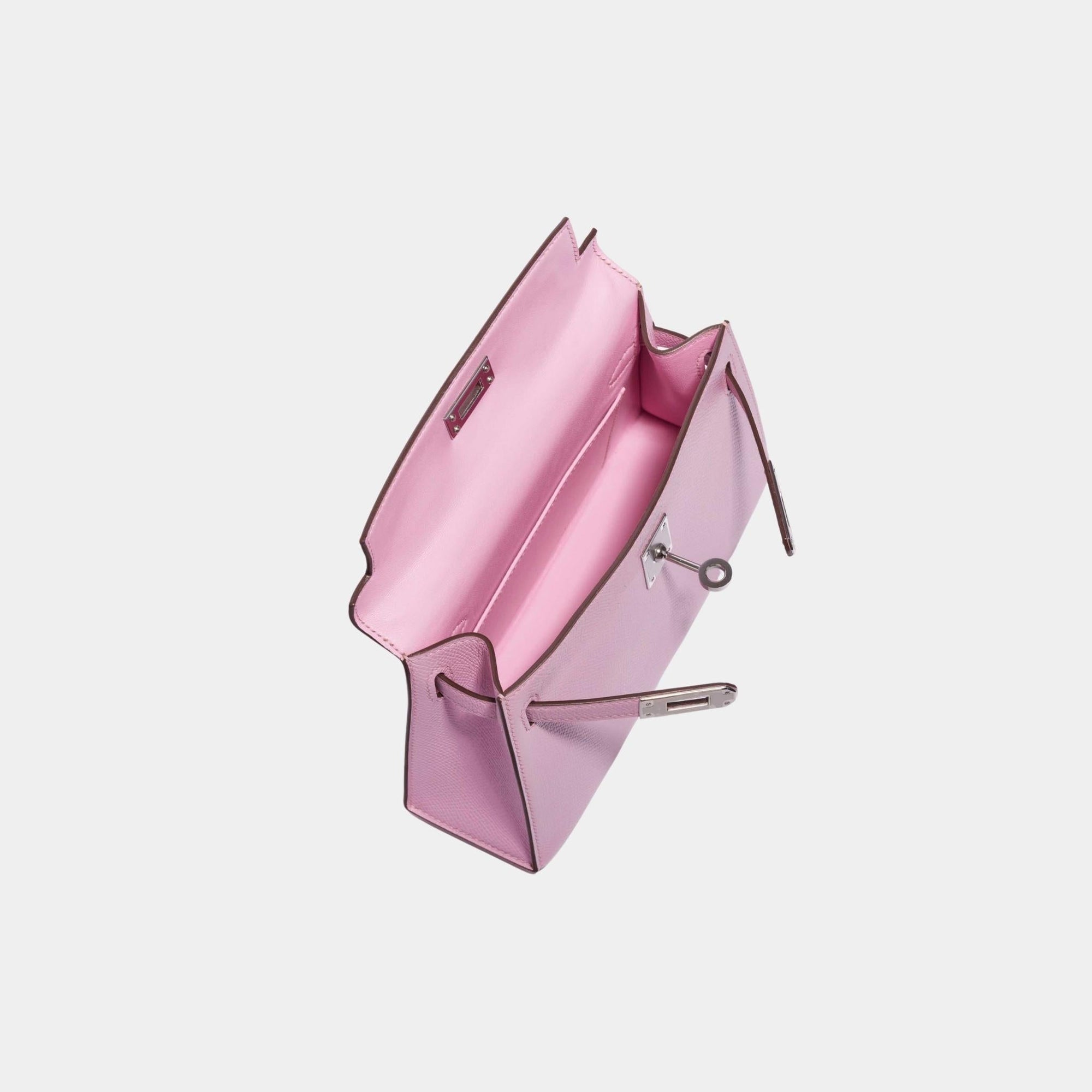 Оригінальна Kelly Mini II 20 Epsom Mauve Sylvestre Phw Hermes – вид ззаду