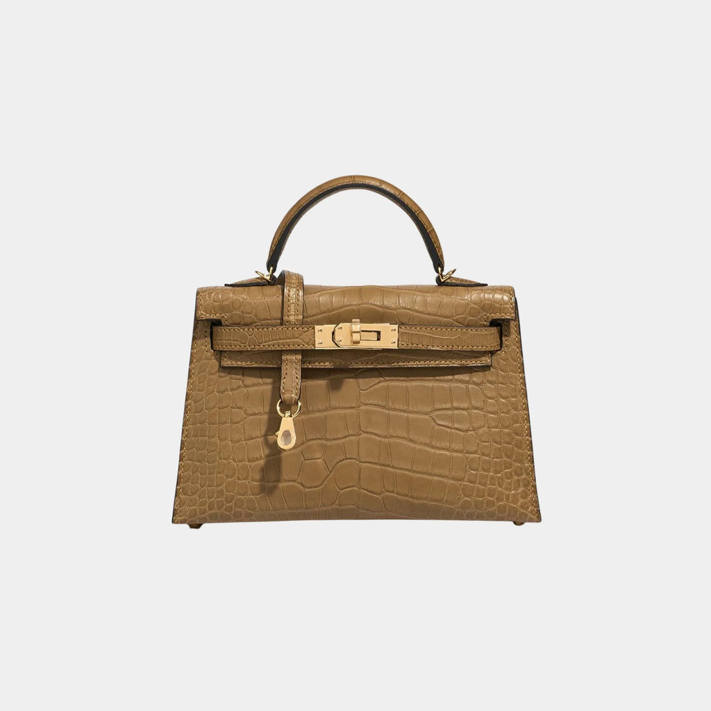 Kelly Mini Matte Alligator Kraft Ghw Hermes оригінал – Купити в Україні – боковий вид