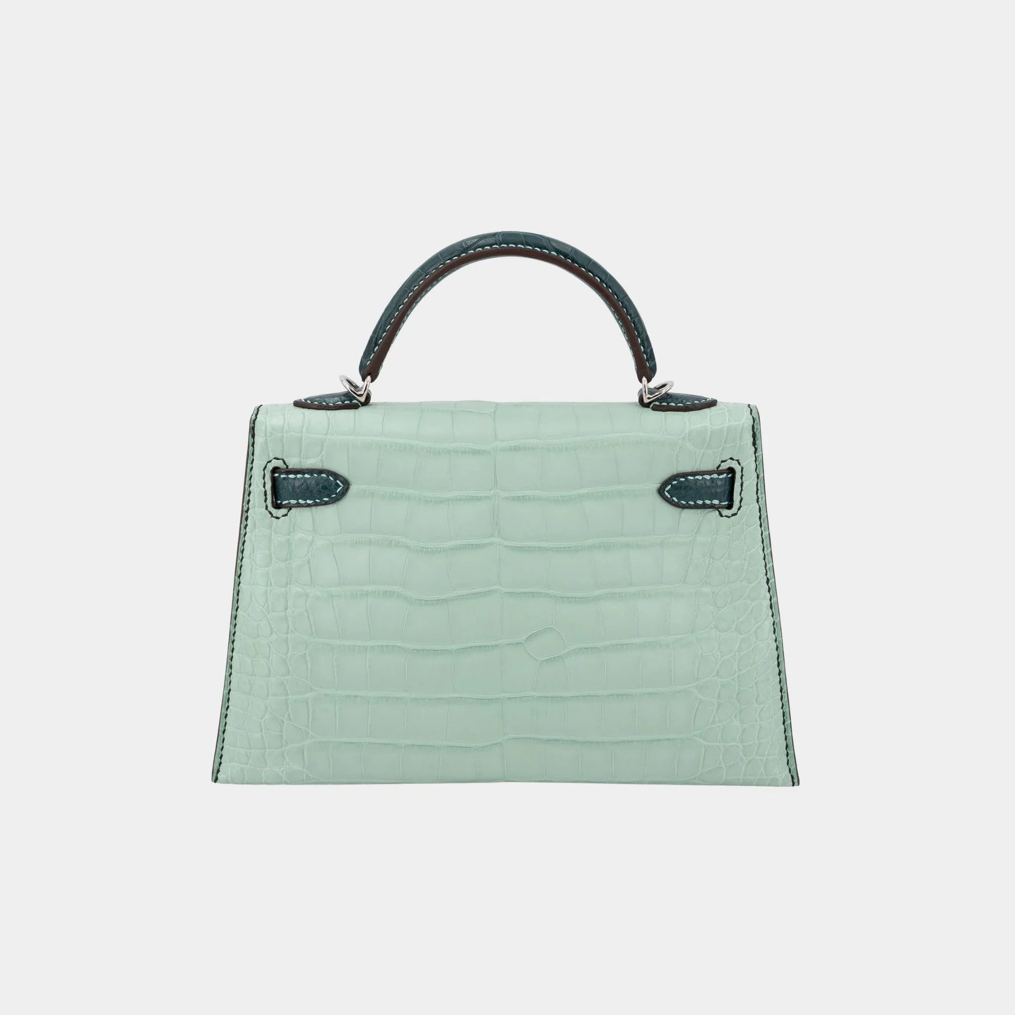 Оригінальна Kelly Mini Matte Alligator Vert Deau Hermes – вид ззаду