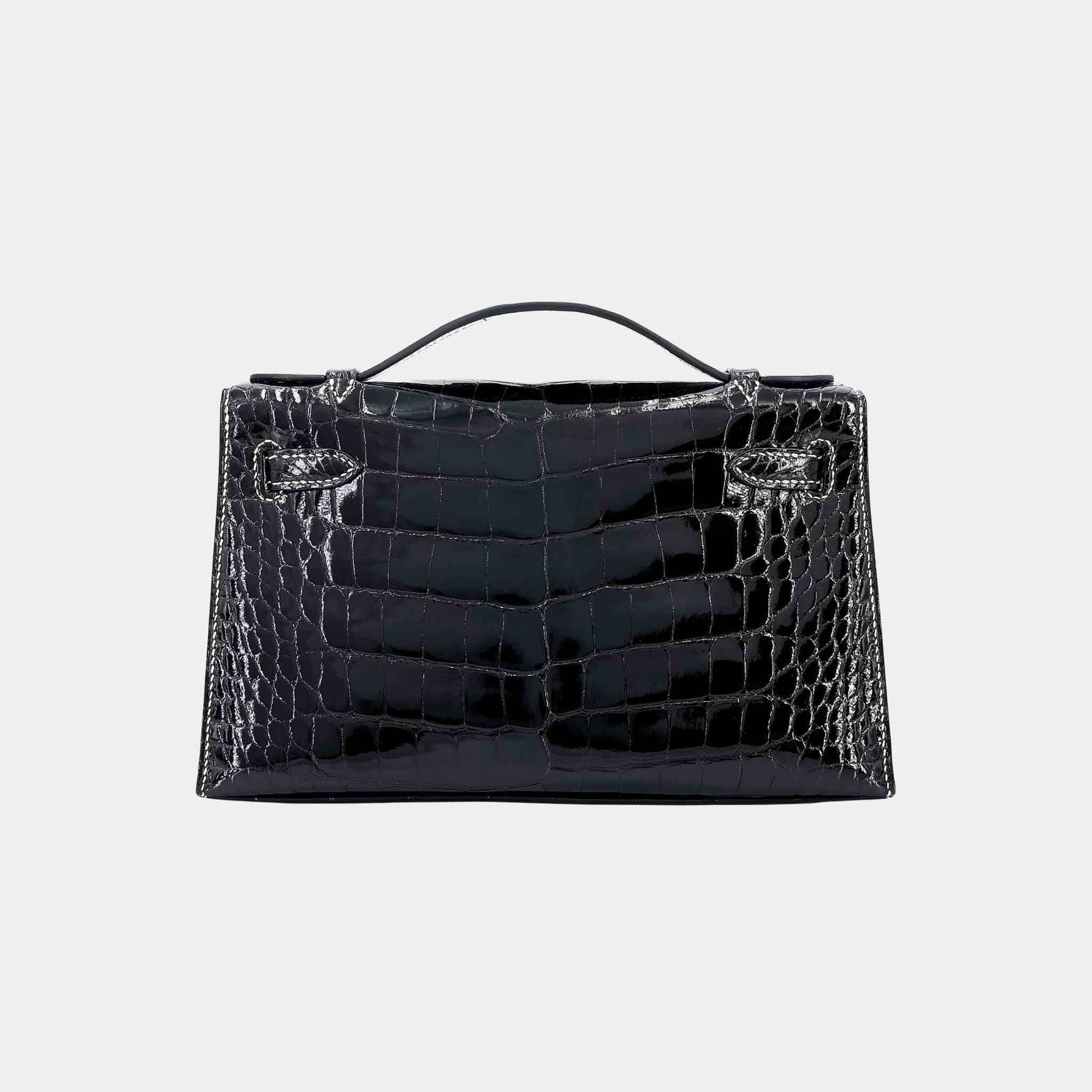 Оригінальна Kelly Pochette Hss Alligator Black Phw Hermes – вид ззаду