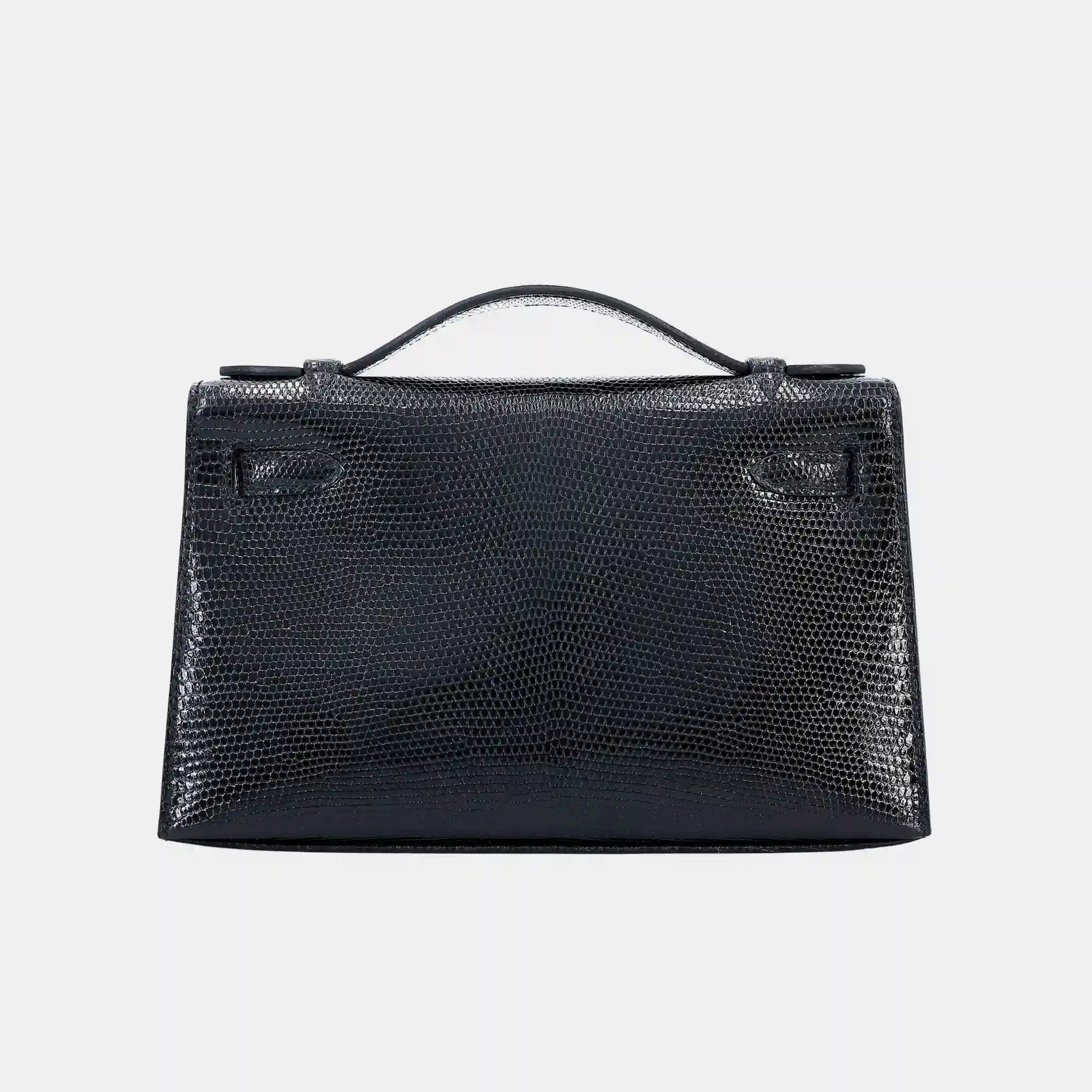 Kelly Pochette Lizard Black Phw Hermes – Гарантія оригінальності – вид ззаду