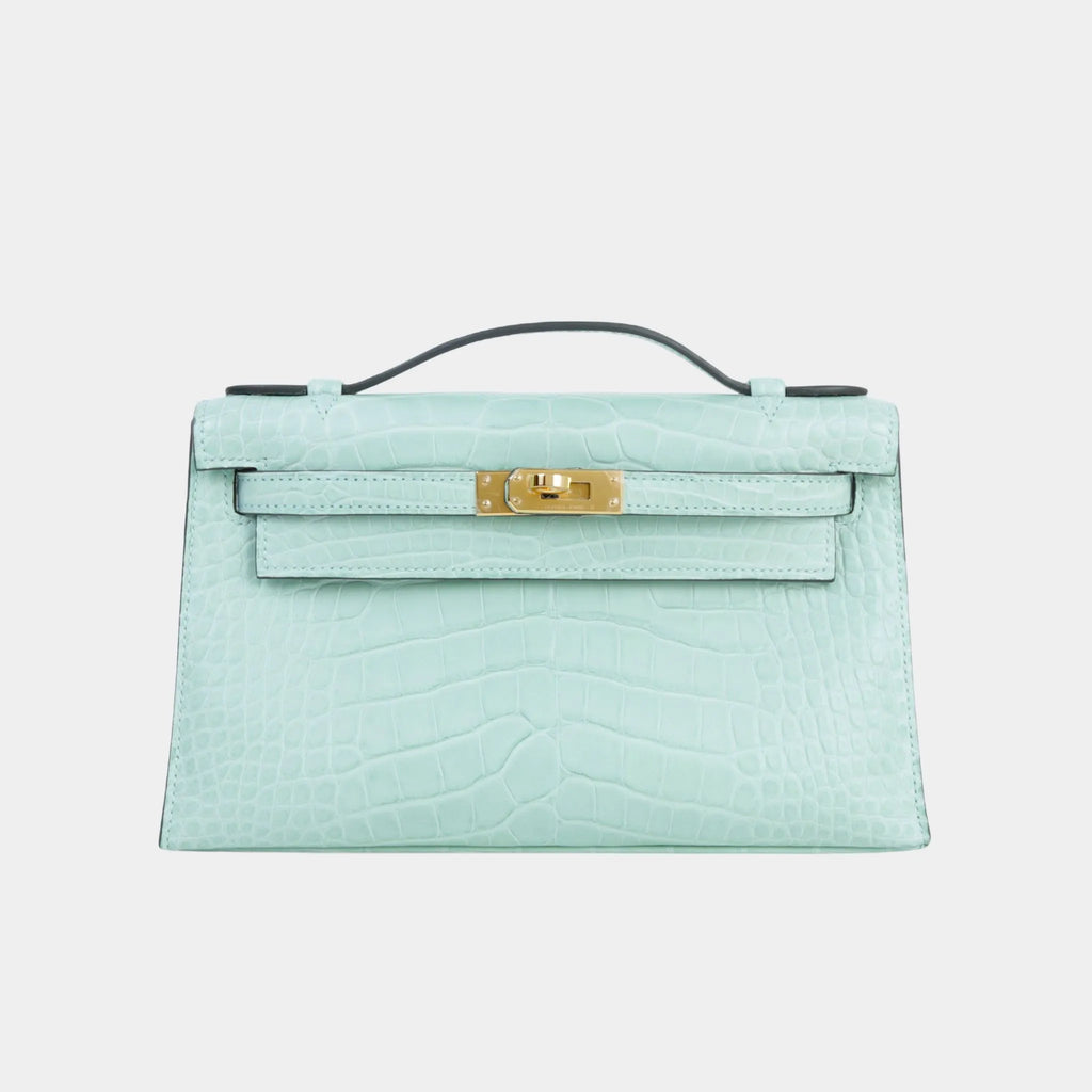 Kelly Pochette Matte Alligator Vert Deau Ghw Hermes оригінал – Купити в Україні – боковий вид