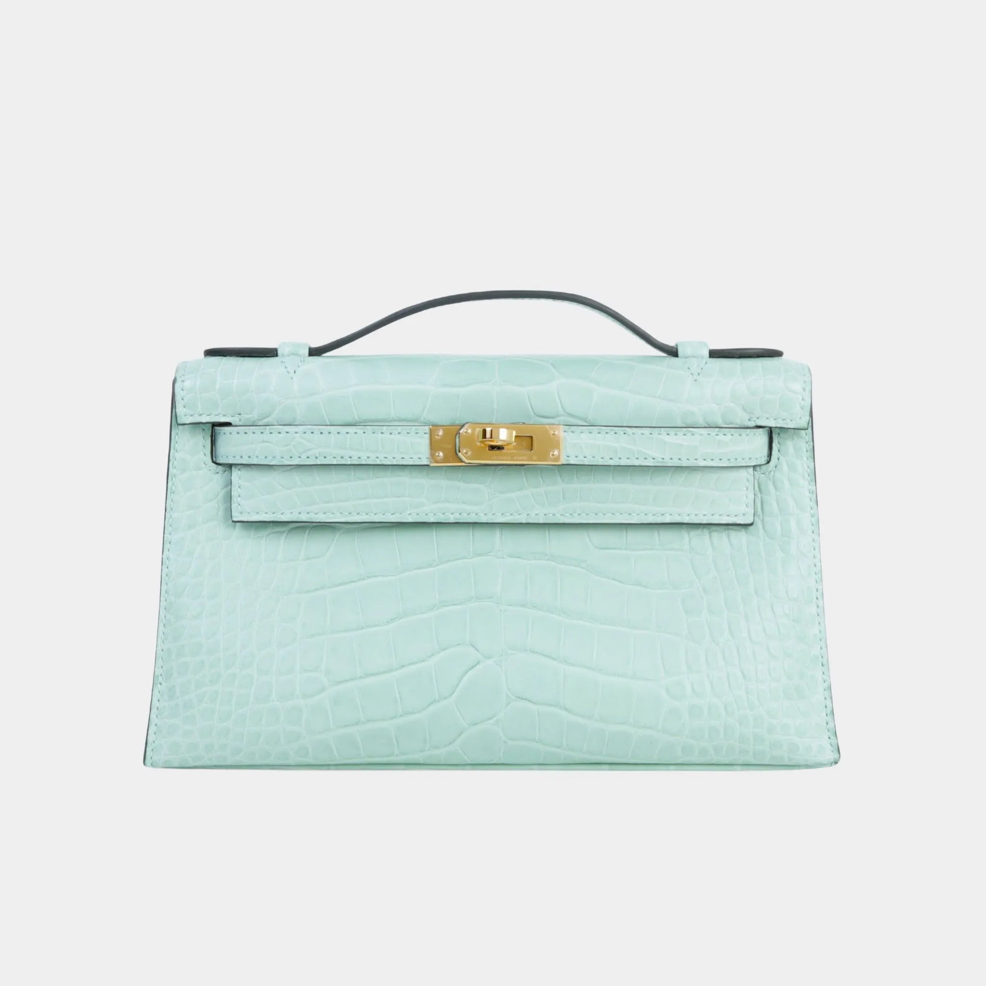 Kelly Pochette Matte Alligator Vert Deau Ghw Hermes оригінал – Купити в Україні – боковий вид