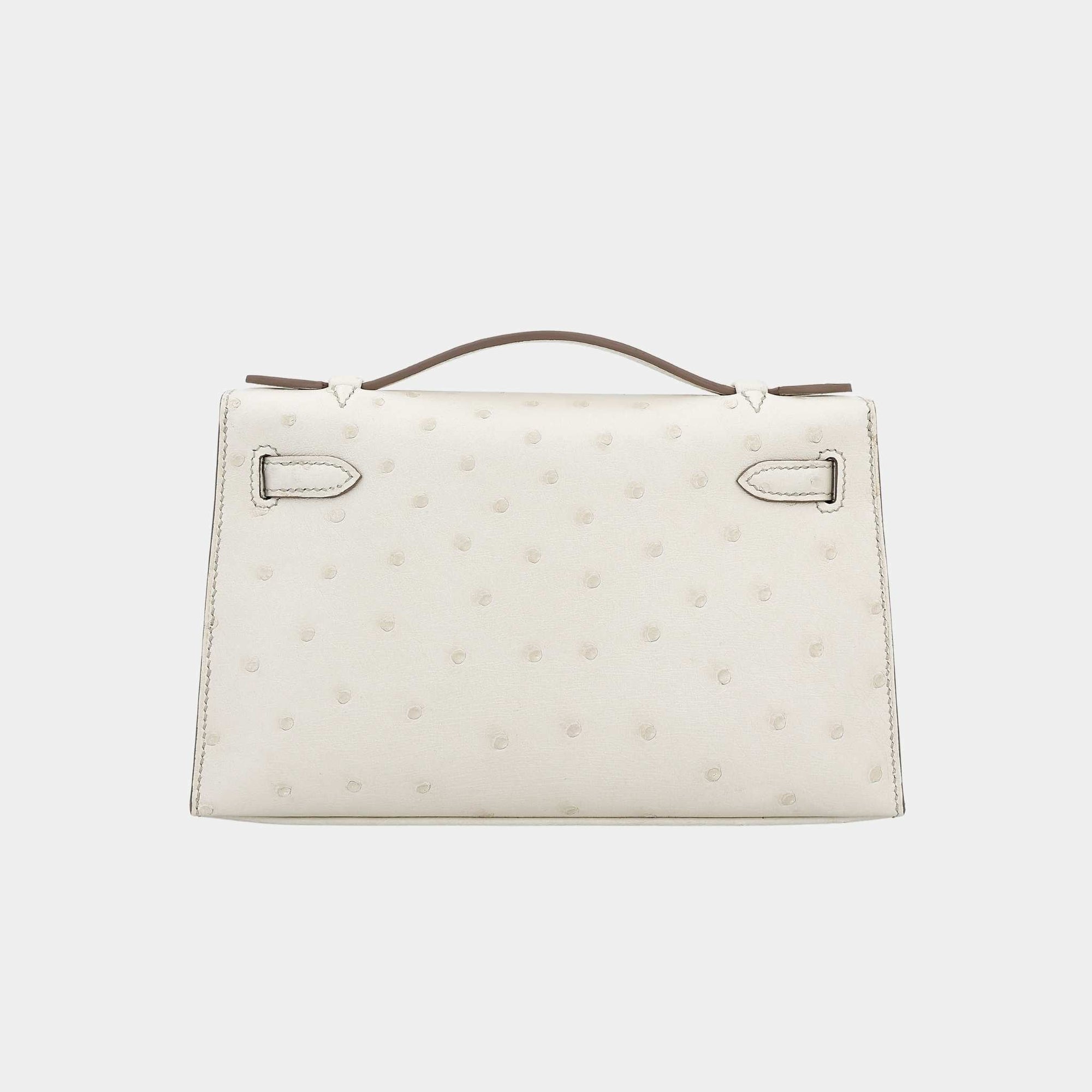 Оригінальна Kelly Pochette Ostrich Beton Phw Hermes – вид ззаду