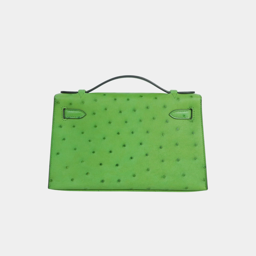 Kelly Pochette Ostrich Vert Yucca Phw Hermes оригінал – Купити в Україні – вид ззаду