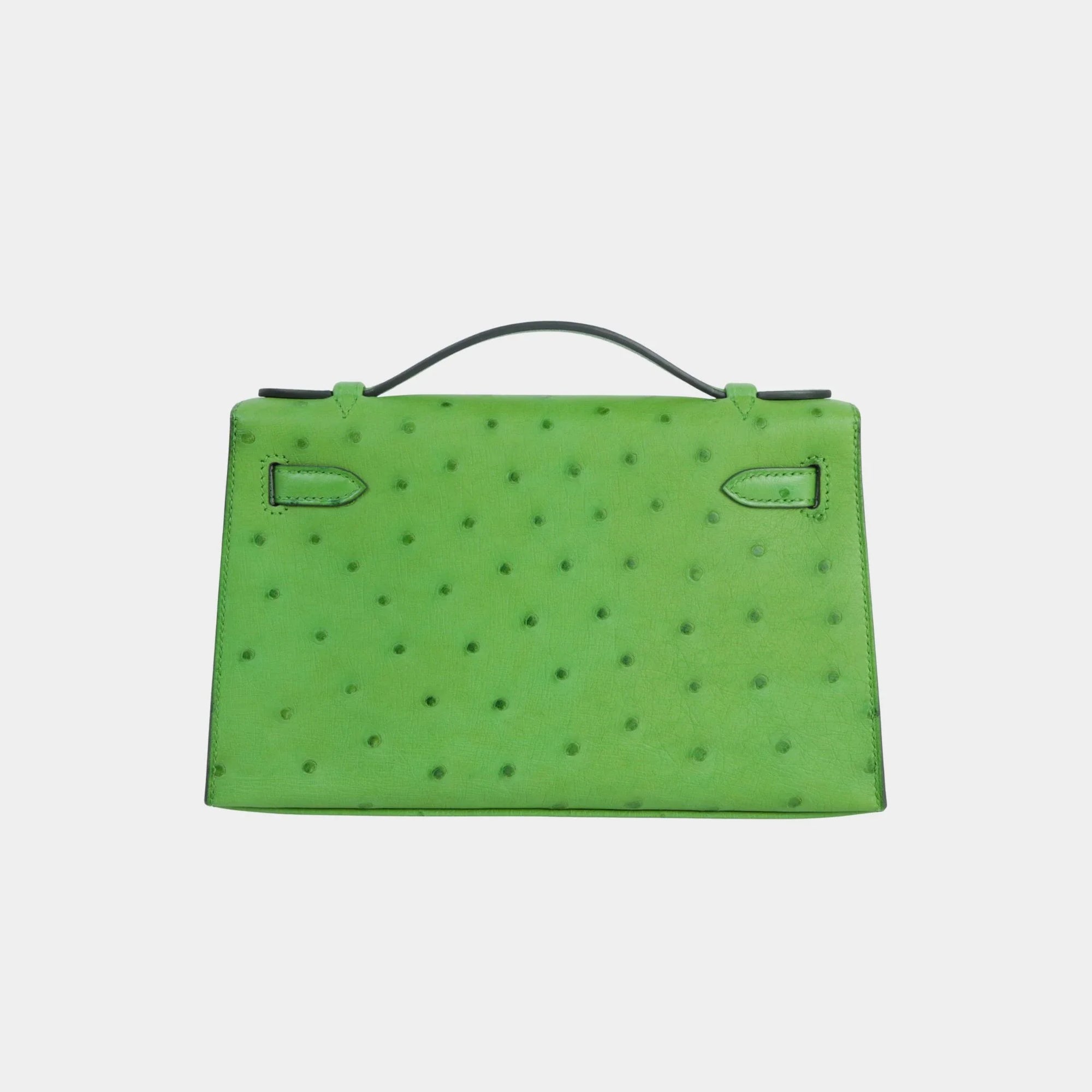 Kelly Pochette Ostrich Vert Yucca Phw Hermes оригінал – Купити в Україні – вид ззаду