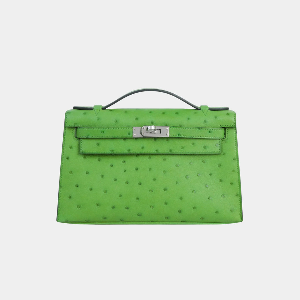 Kelly Pochette Ostrich Vert Yucca Phw Hermes оригінал – Купити в Україні – боковий вид