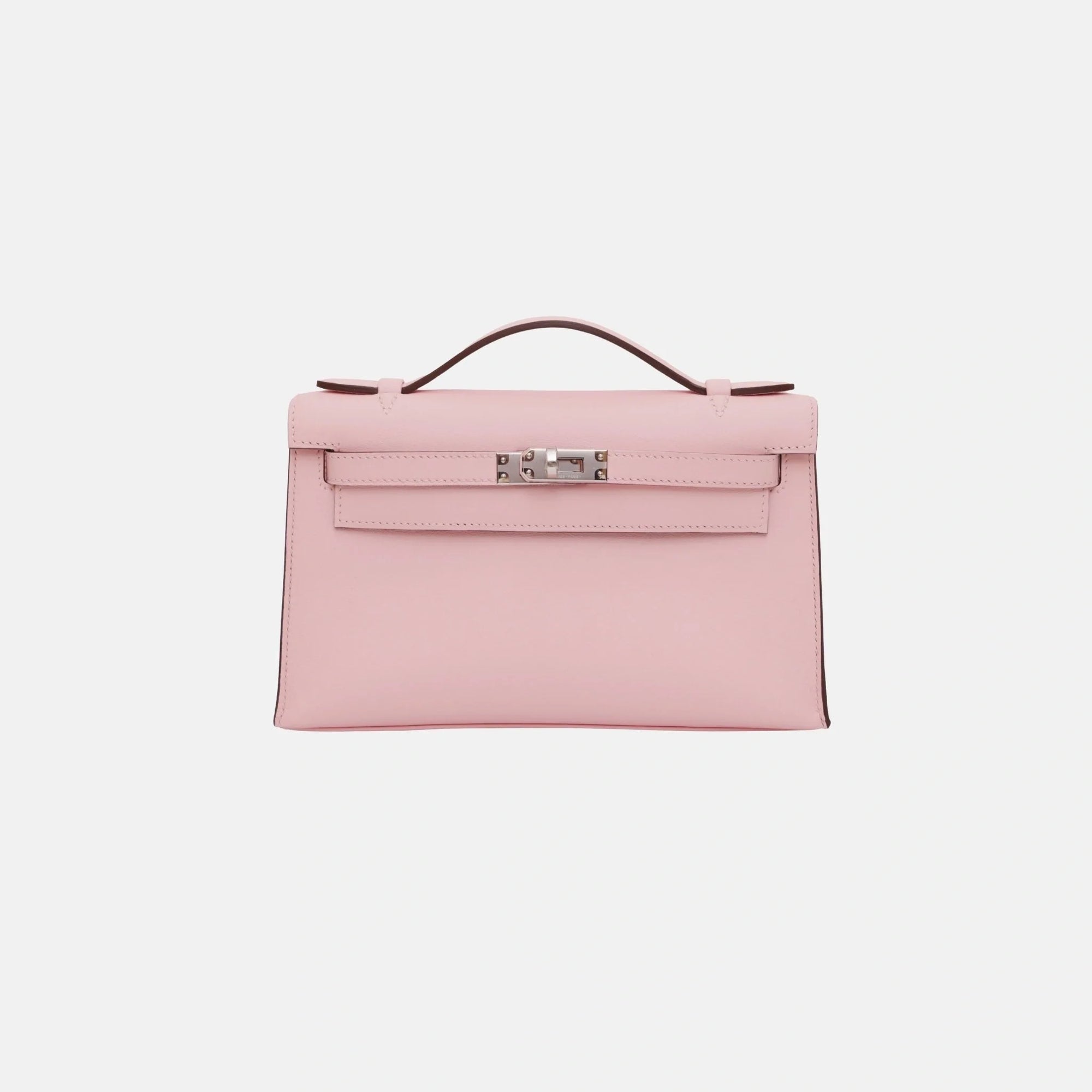 Kelly Pochette Rose Sakura And Gris Pearl Swift Phw Hermes – Гарантія оригінальності – боковий вид
