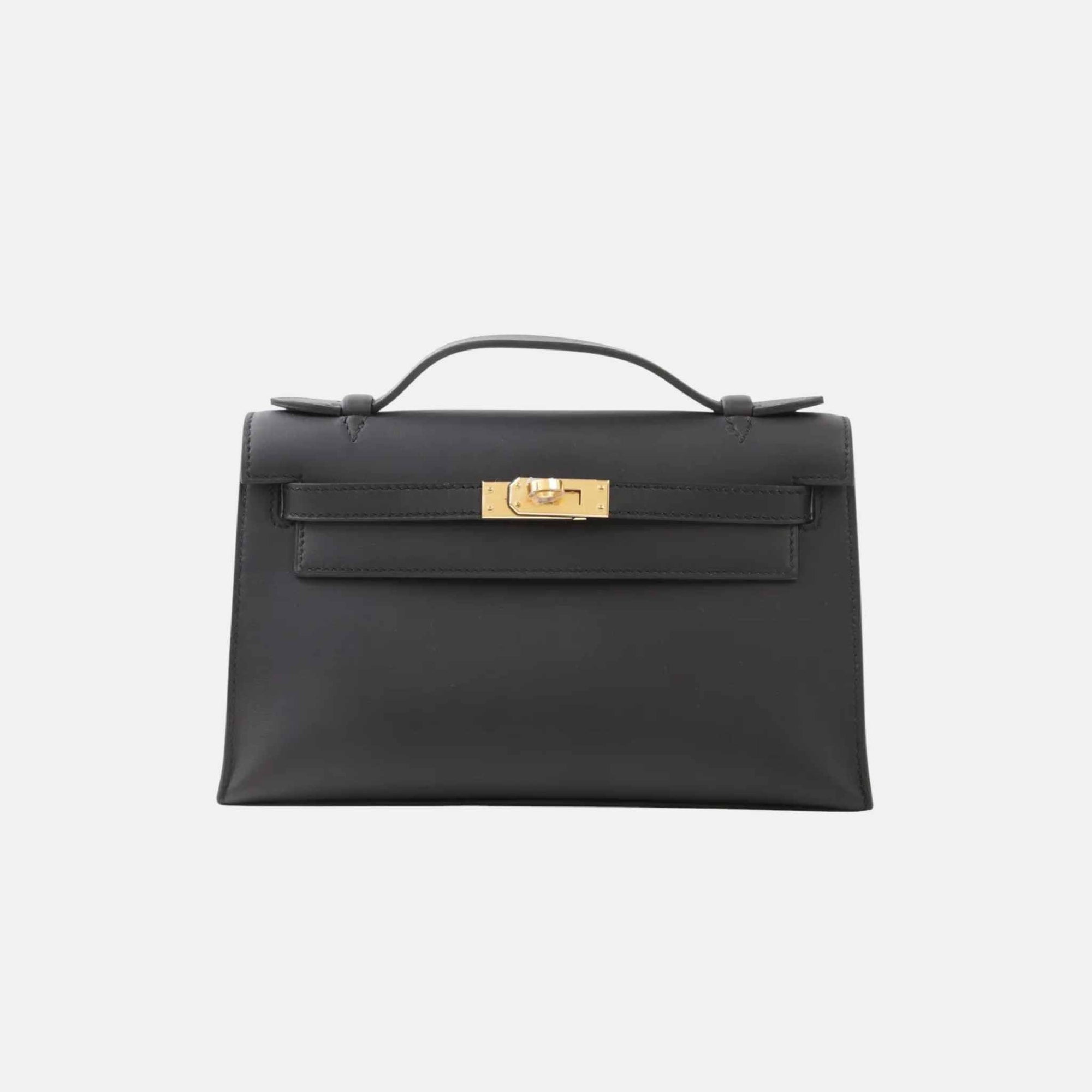 Оригінальна Kelly Pochette Swift Black Ghw Hermes – боковий вид