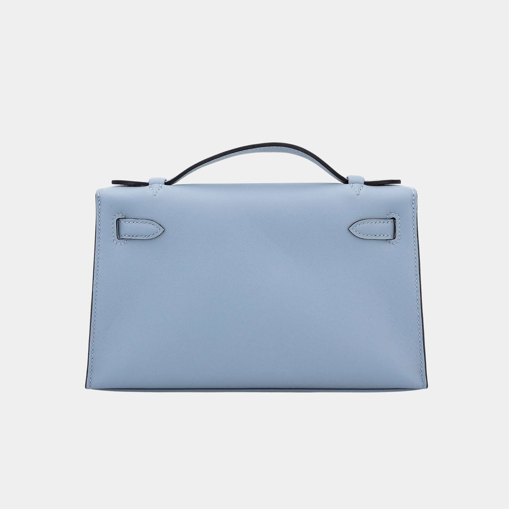 Kelly Pochette Swift Bleu Lin Phw Hermes оригінал – Купити в Україні – вид ззаду