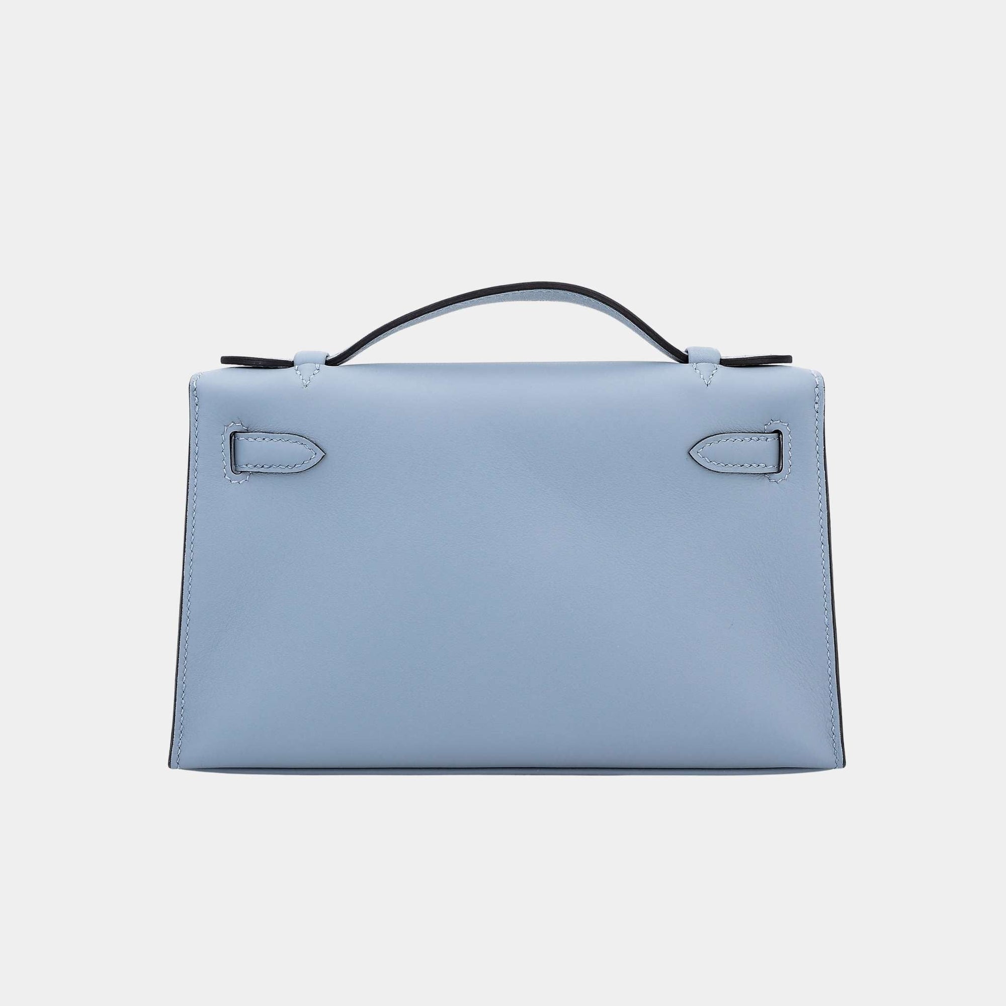 Kelly Pochette Swift Bleu Lin Phw Hermes оригінал – Купити в Україні – вид ззаду