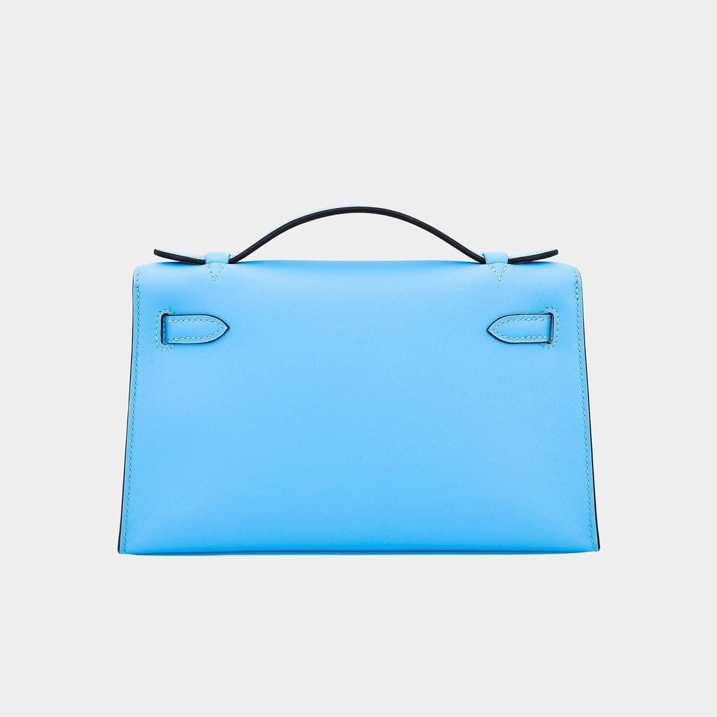 Kelly Pochette Swift Celeste Ghw Hermes оригінал – Купити в Україні – вид ззаду