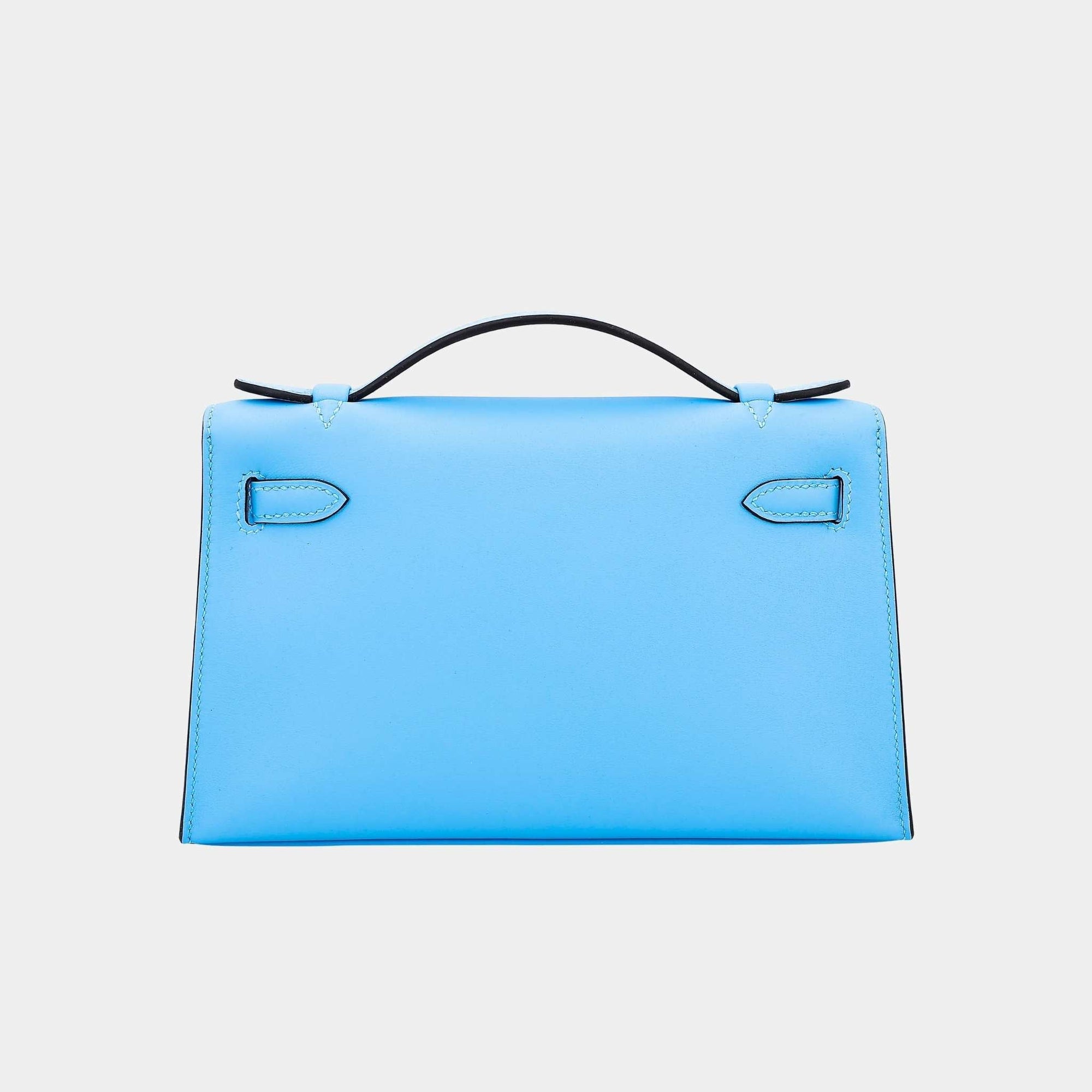 Kelly Pochette Swift Celeste Ghw Hermes оригінал – Купити в Україні – вид ззаду