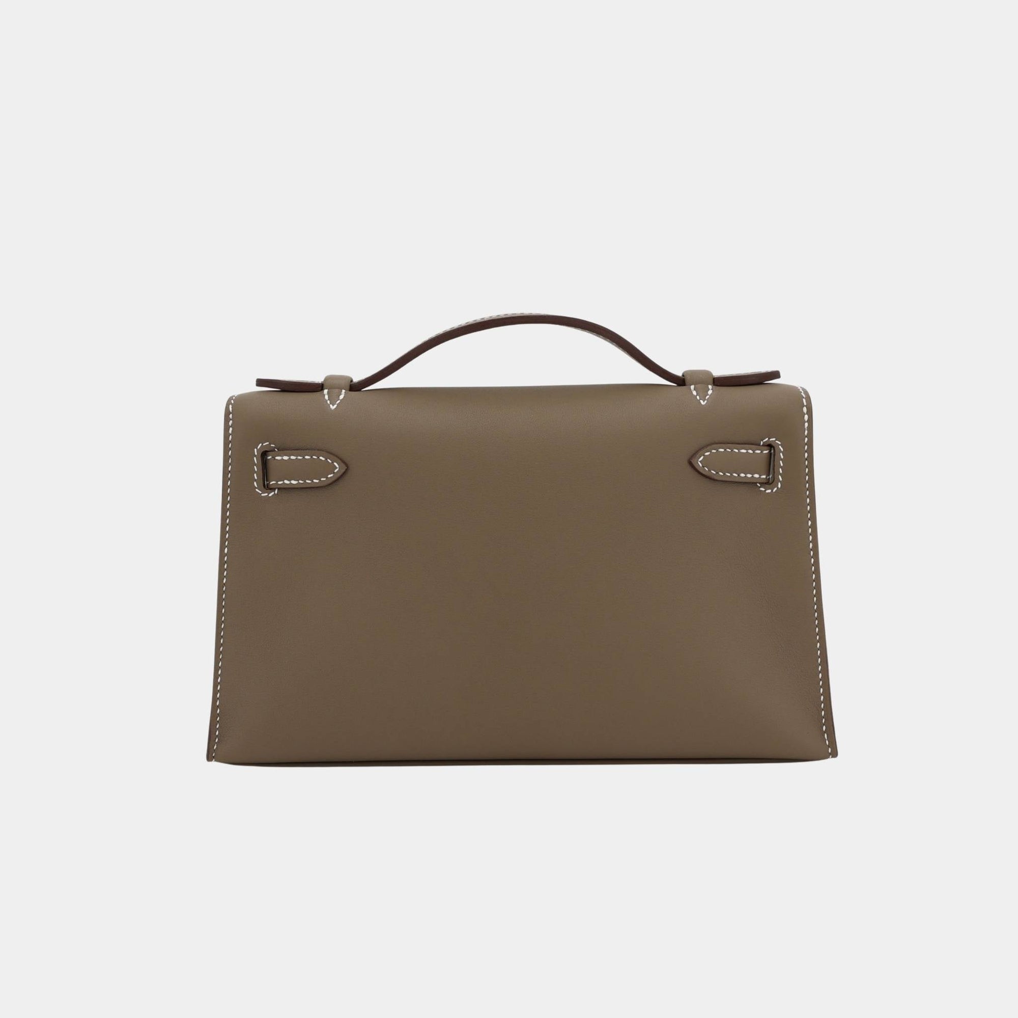Оригінальна Kelly Pochette Swift Etoupe Phw Hermes – вид ззаду