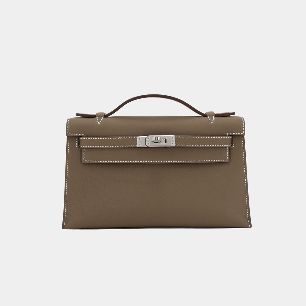 Оригінальна Kelly Pochette Swift Etoupe Phw Hermes – боковий вид