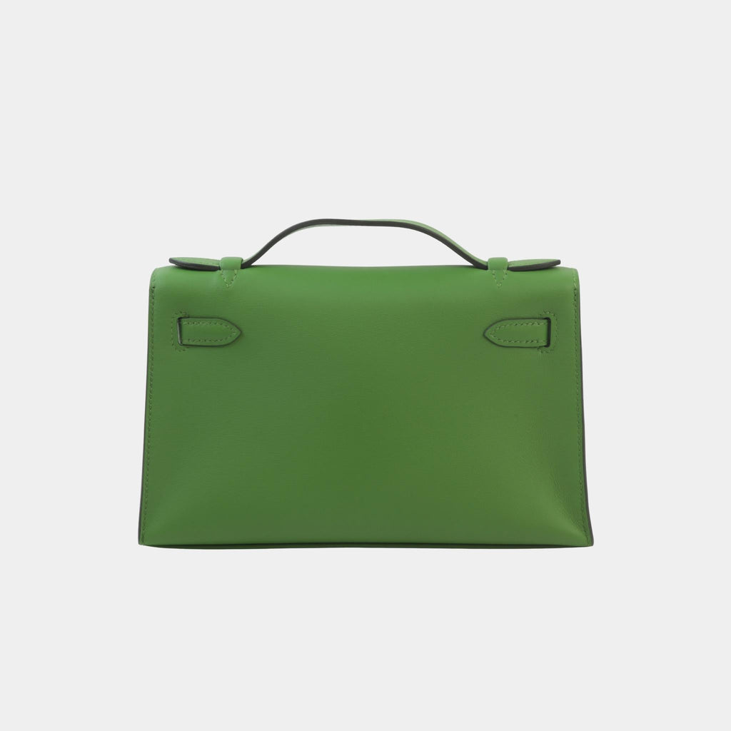 Kelly Pochette Swift Vert Yucca Ghw Hermes оригінал – Купити в Україні – вид ззаду