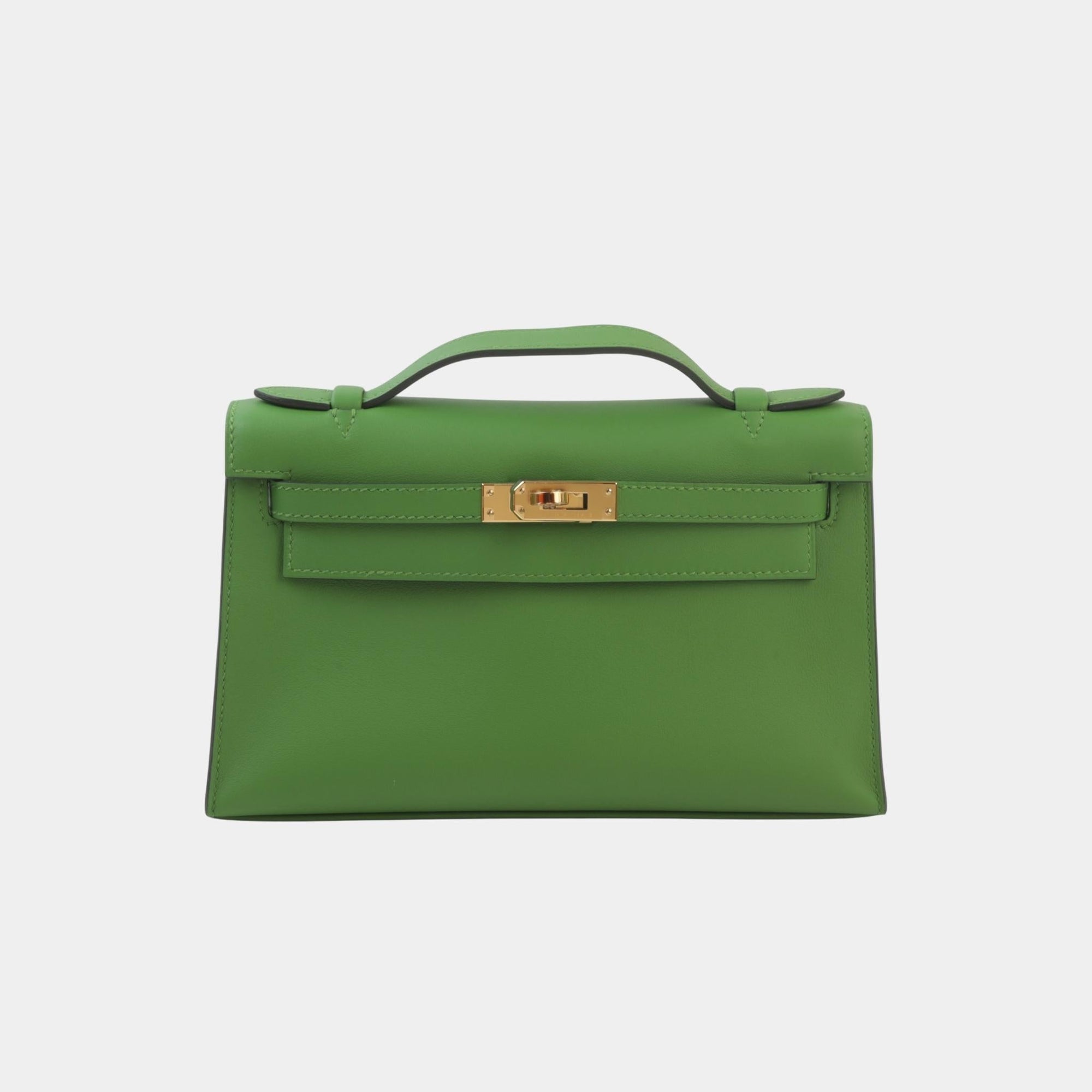 Kelly Pochette Swift Vert Yucca Ghw Hermes оригінал – Купити в Україні – боковий вид
