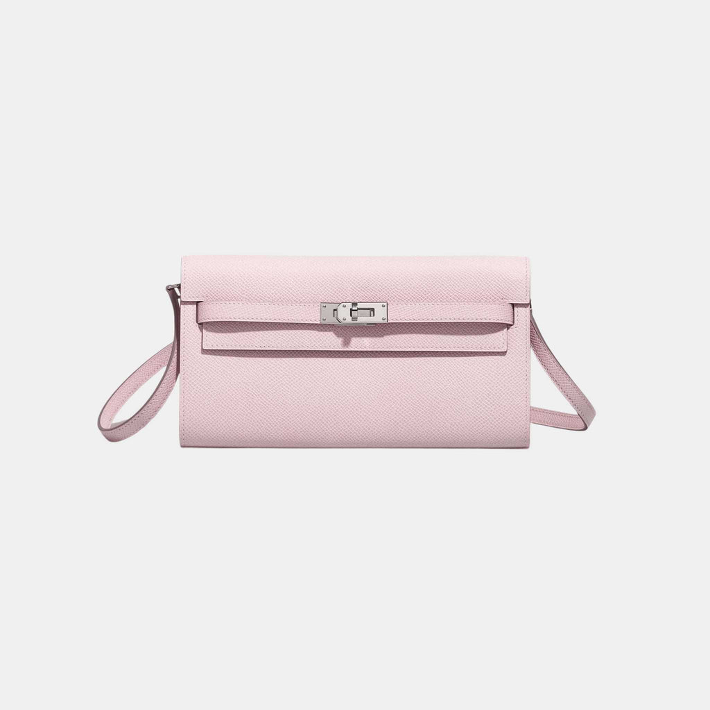 Kelly To Go Wallet Epsom Mauve Pale Hermes – Гарантія оригінальності – боковий вид