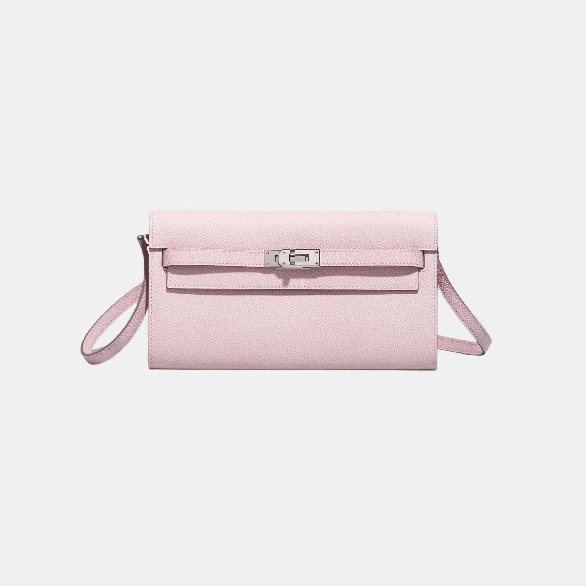 Kelly To Go Wallet Epsom Mauve Pale Hermes – Гарантія оригінальності – боковий вид