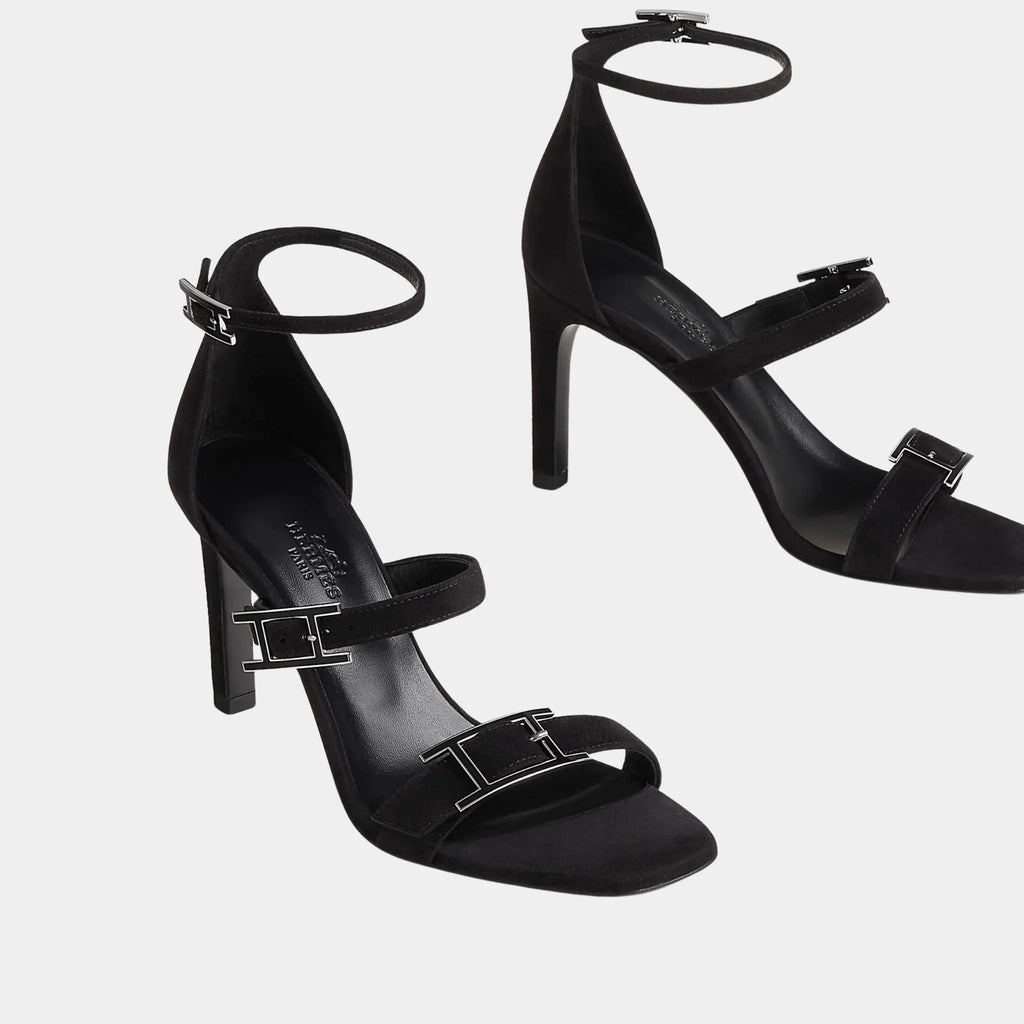 LIV 90 High Heel Sandal In Suede Goatskin Hermes – Гарантія оригінальності – боковий вид