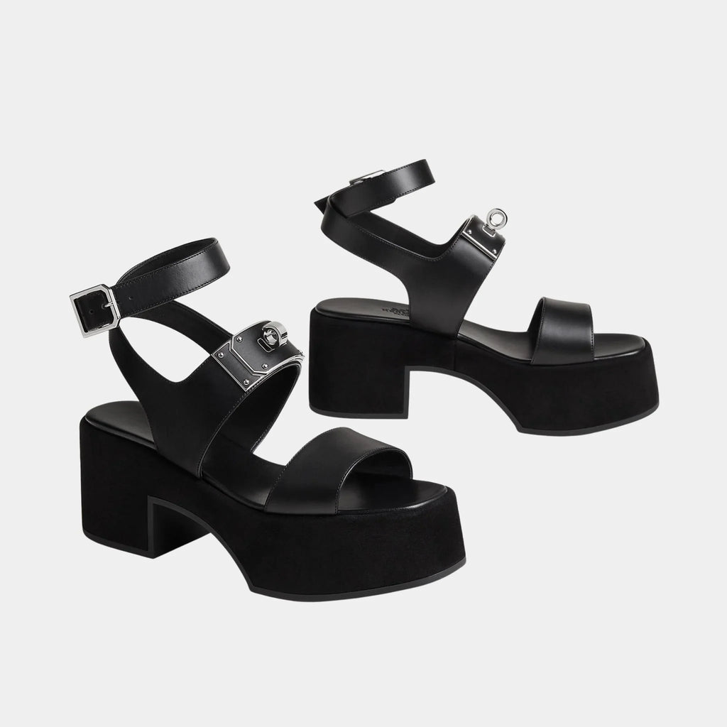 Оригінальна Lola 35 Heeled Sandals In Calfskin And Suede Hermes – боковий вид