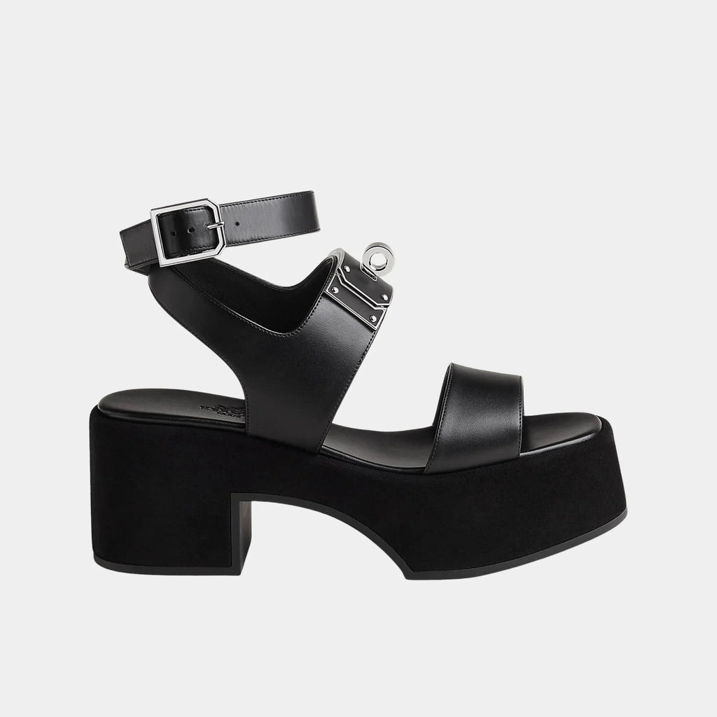 Оригінальна Lola 35 Heeled Sandals In Calfskin And Suede Hermes – вид ззаду