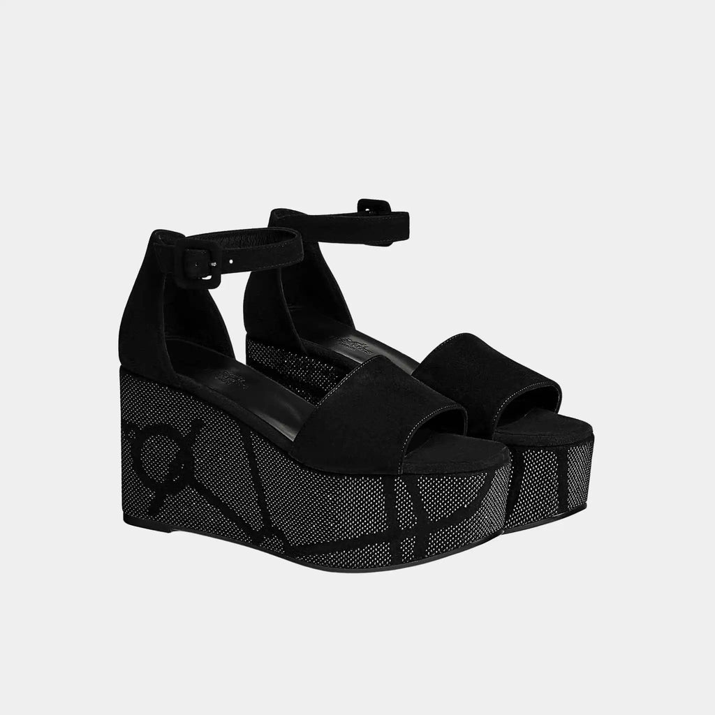 Luminous 35 Platform Sandals In Suede Goatskin Hermes оригінал – Купити в Україні – боковий вид