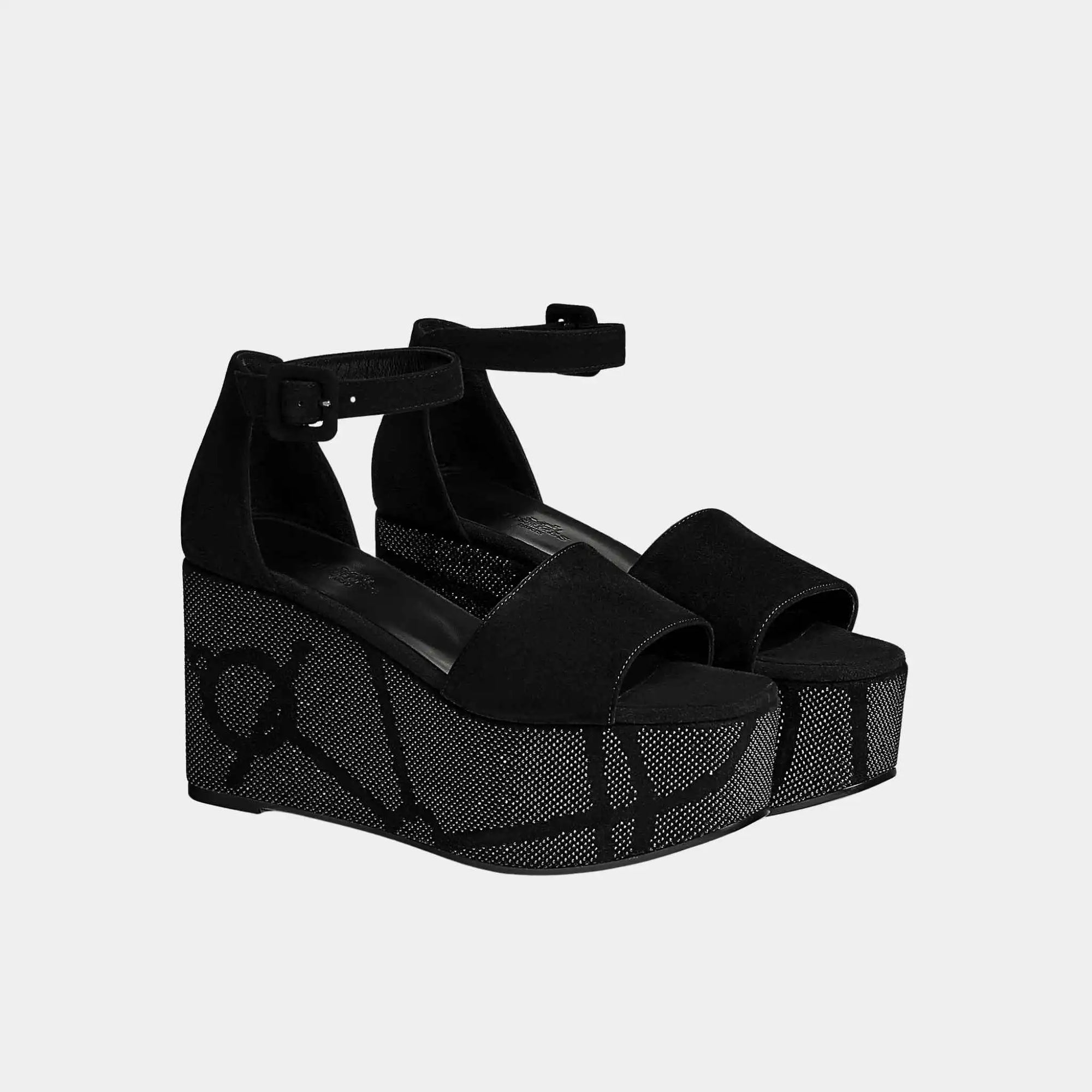 Luminous 35 Platform Sandals In Suede Goatskin Hermes оригінал – Купити в Україні – боковий вид