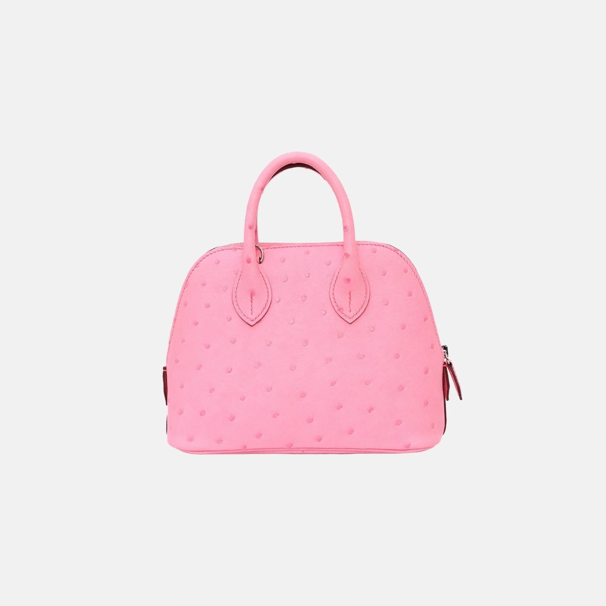Mini Bolide Rose Bubblegum Ostrich Phw Hermes – Гарантія оригінальності – боковий вид