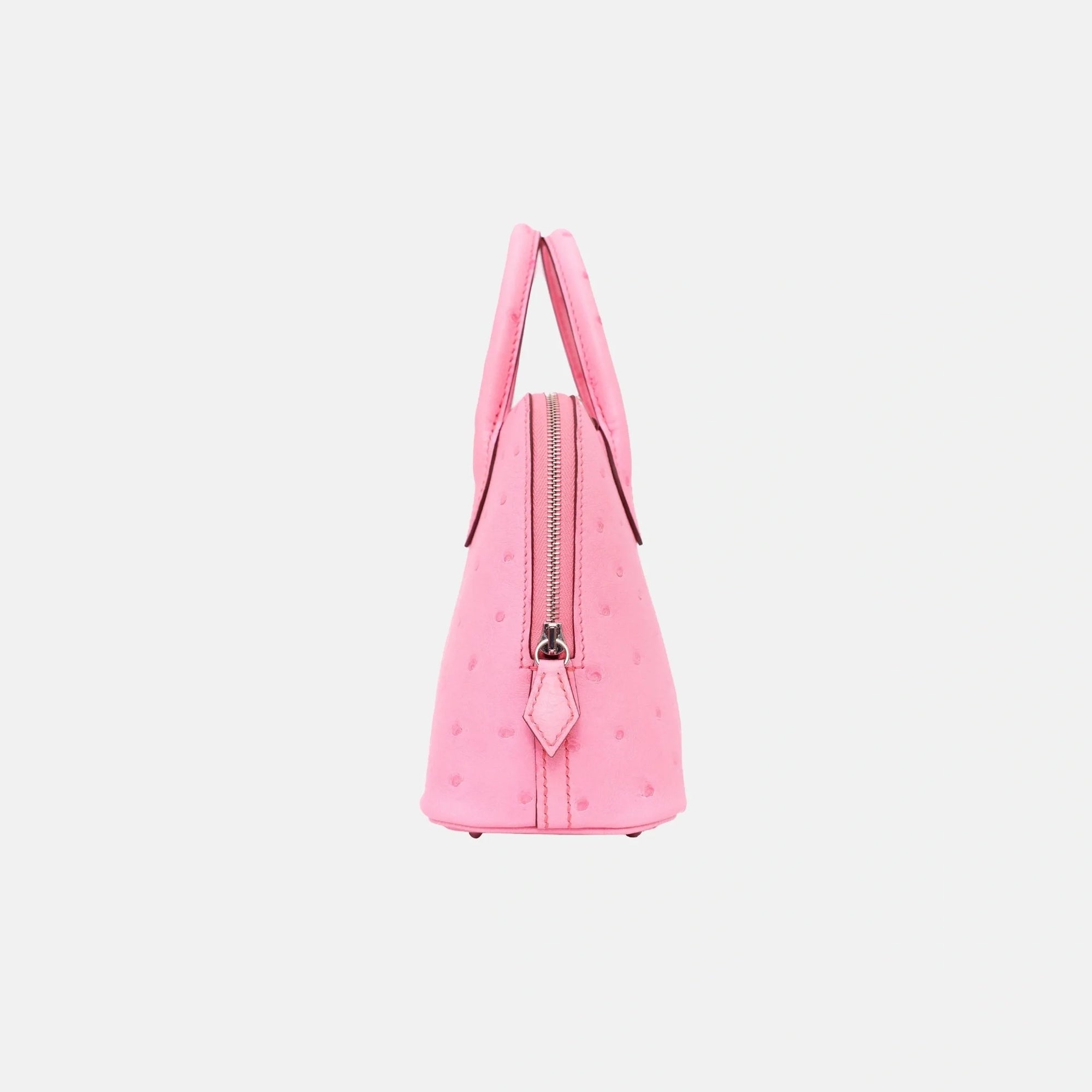 Mini Bolide Rose Bubblegum Ostrich Phw Hermes – Гарантія оригінальності – вид ззаду
