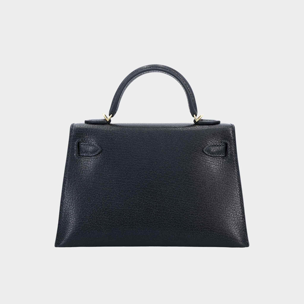Оригінальна Mini Kelly II Chevre Black Ghw Hermes – вид ззаду
