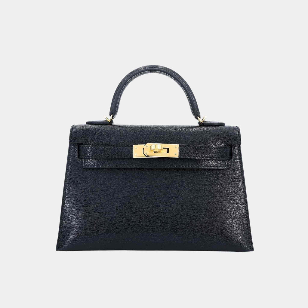 Оригінальна Mini Kelly II Chevre Black Ghw Hermes – боковий вид