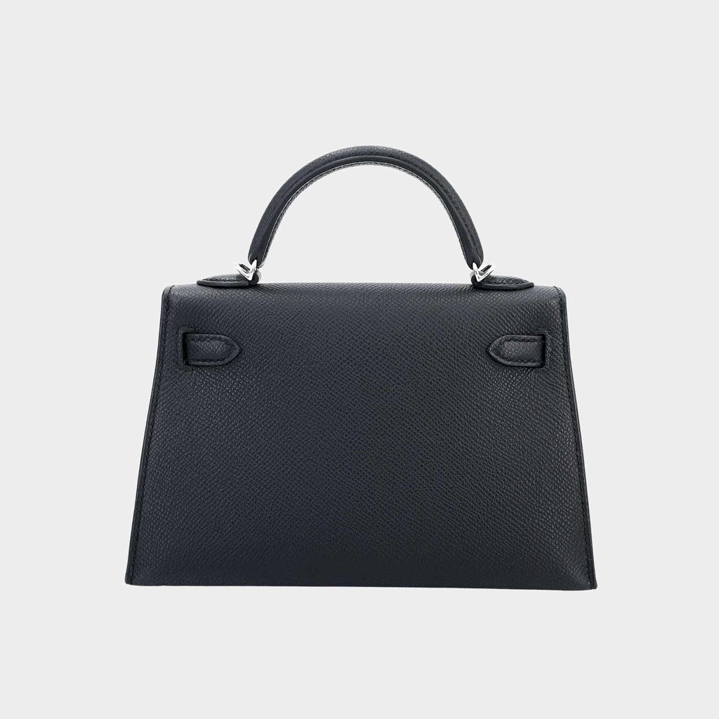 Mini Kelly II Epsom Black Elhw Hermes – Гарантія оригінальності – вид ззаду