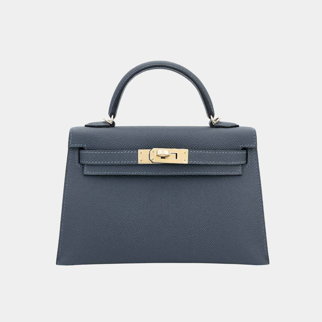 Оригінальна Mini Kelly II Epsom Gris Misty Pbhw Hermes – боковий вид