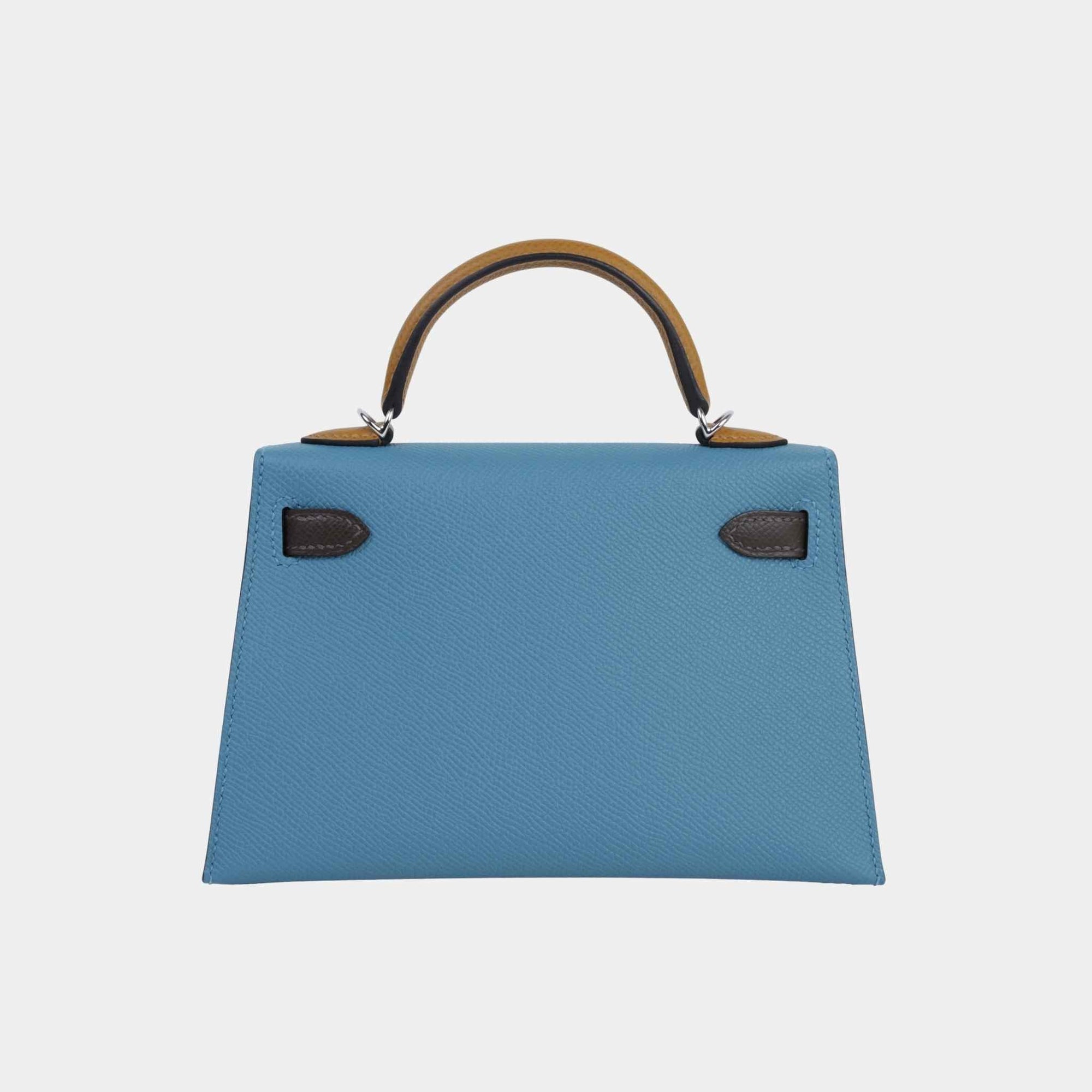 Оригінальна Mini Kelly II Epsom New Bleu Jean Hermes – вид ззаду