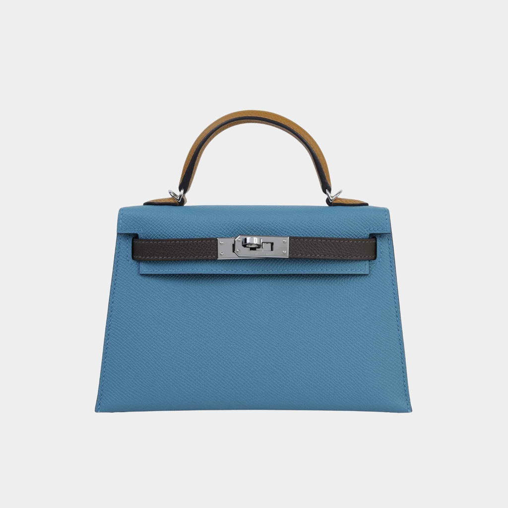 Оригінальна Mini Kelly II Epsom New Bleu Jean Hermes – боковий вид
