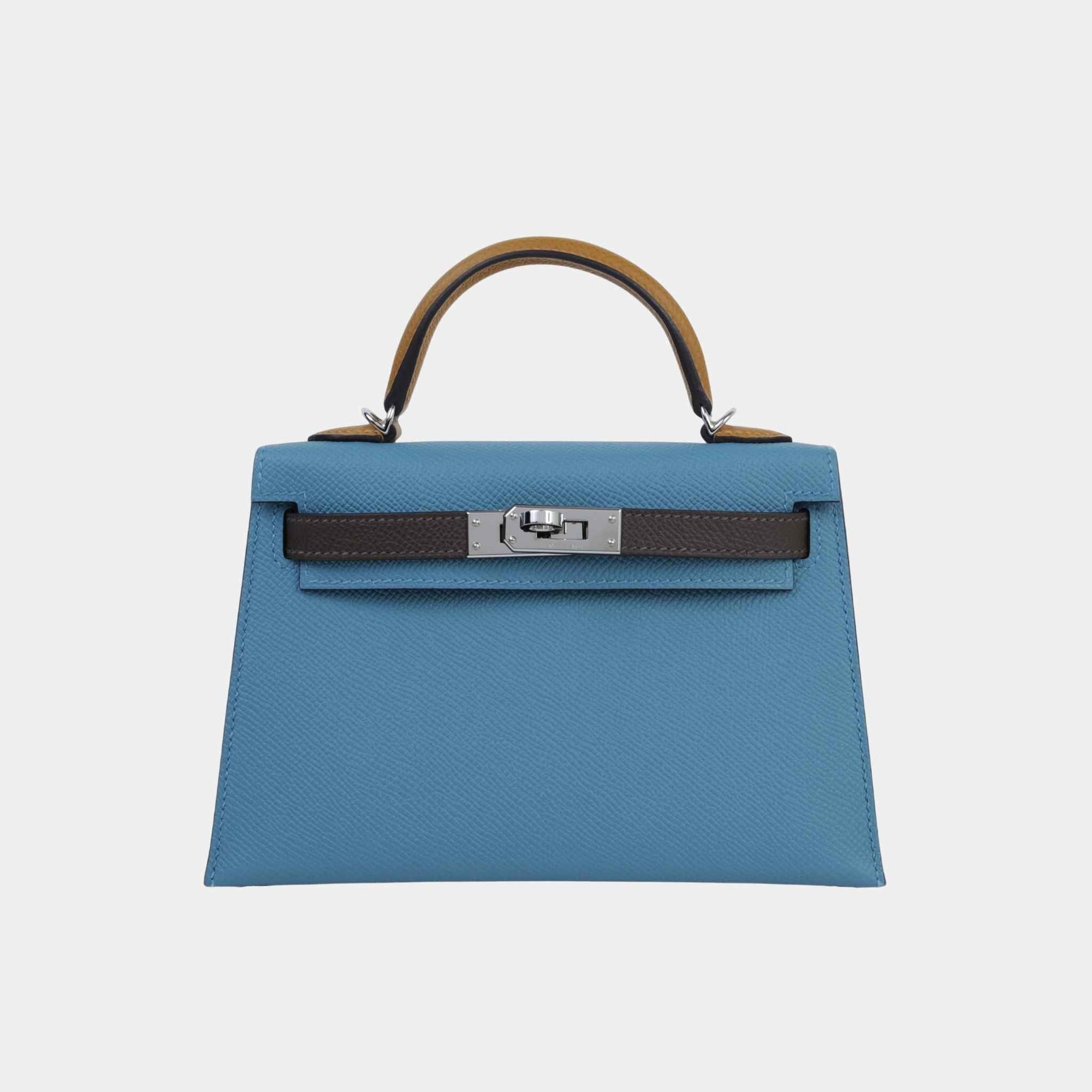 Оригінальна Mini Kelly II Epsom New Bleu Jean Hermes – боковий вид