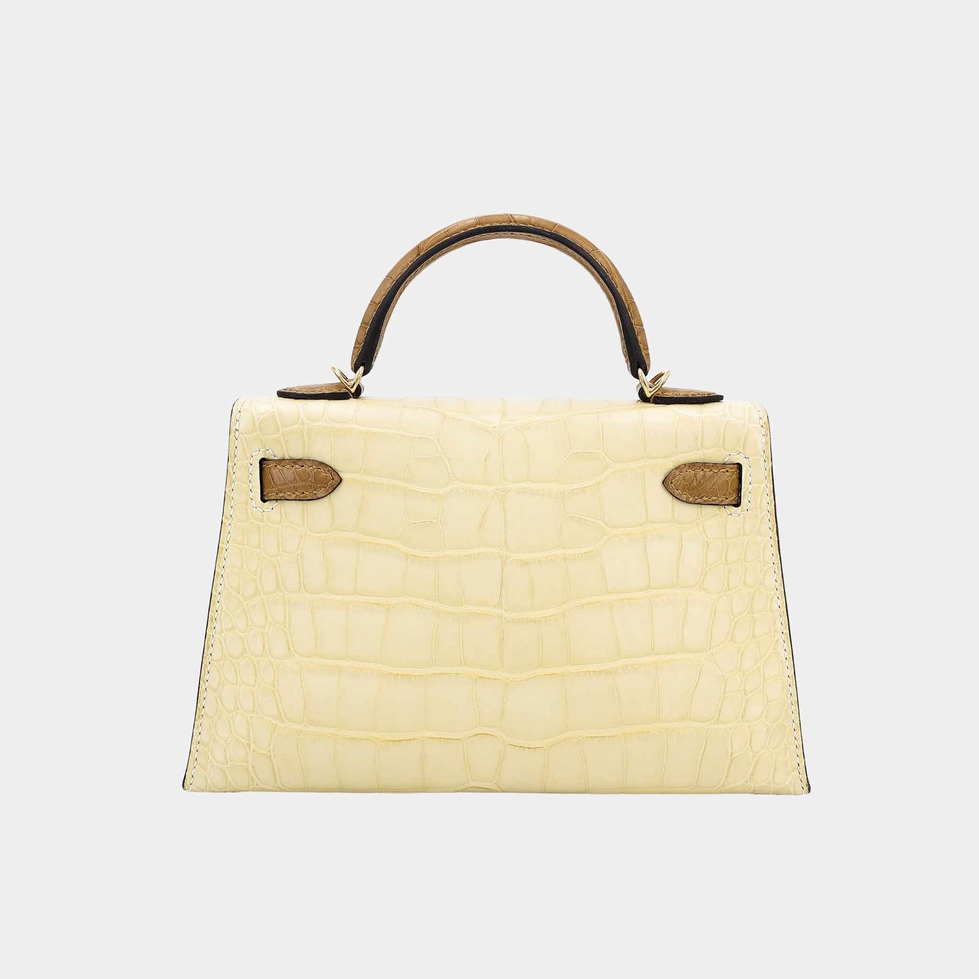 Оригінальна Mini Kelly II Hss Matte Alligator Vanille Hermes – вид ззаду