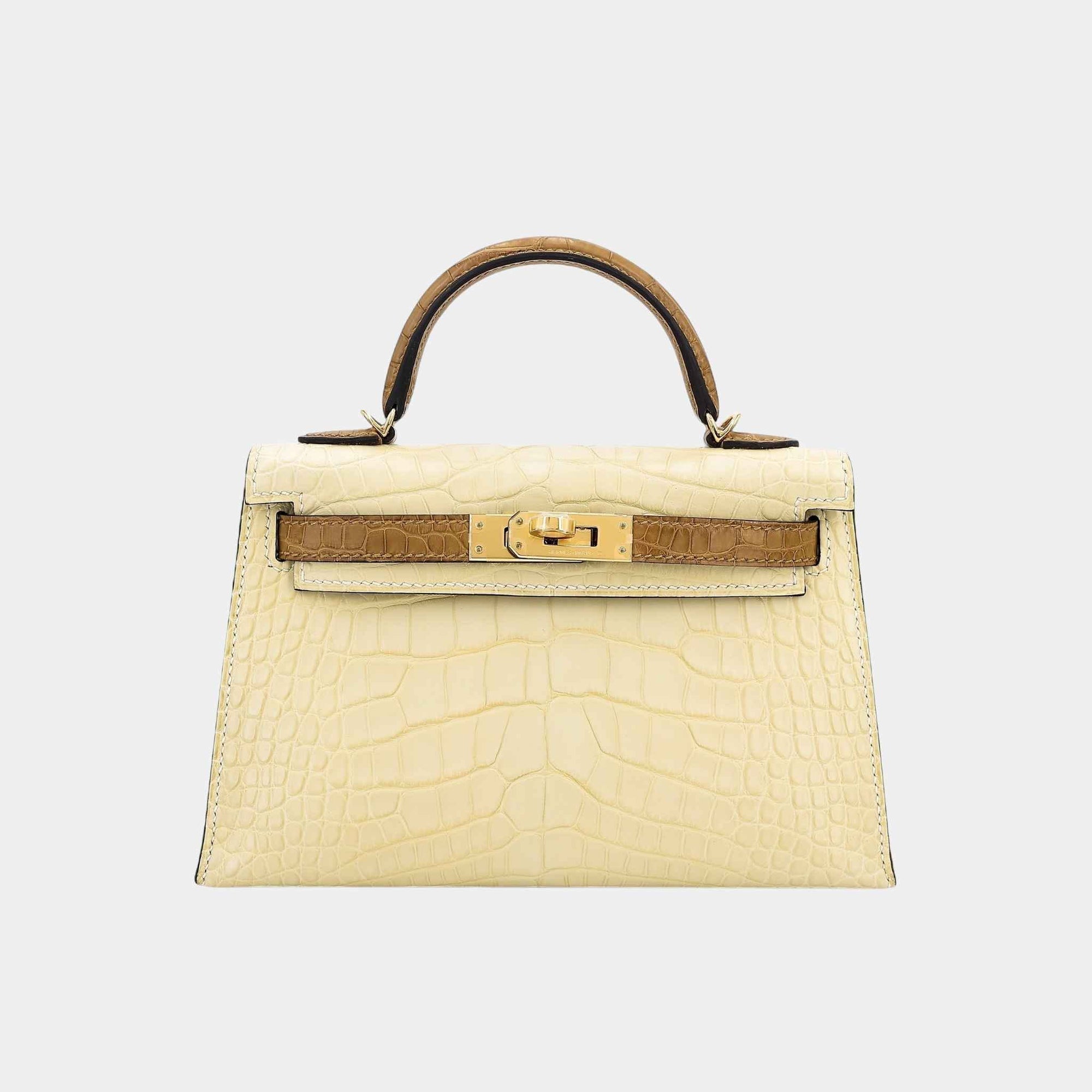 Оригінальна Mini Kelly II Hss Matte Alligator Vanille Hermes – боковий вид